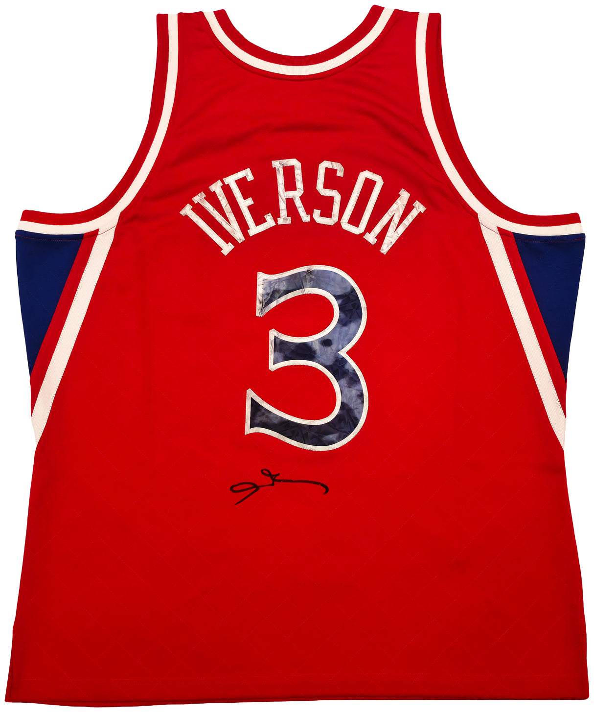 Philadelphia 76ers Allen Iverson Autographed Red Authentic Mitchell & Ness 1996-97 HWC Swingman Diamond NBA 75th Anniversary Jersey Size 2XL Beckett BAS Witness Stock #253627