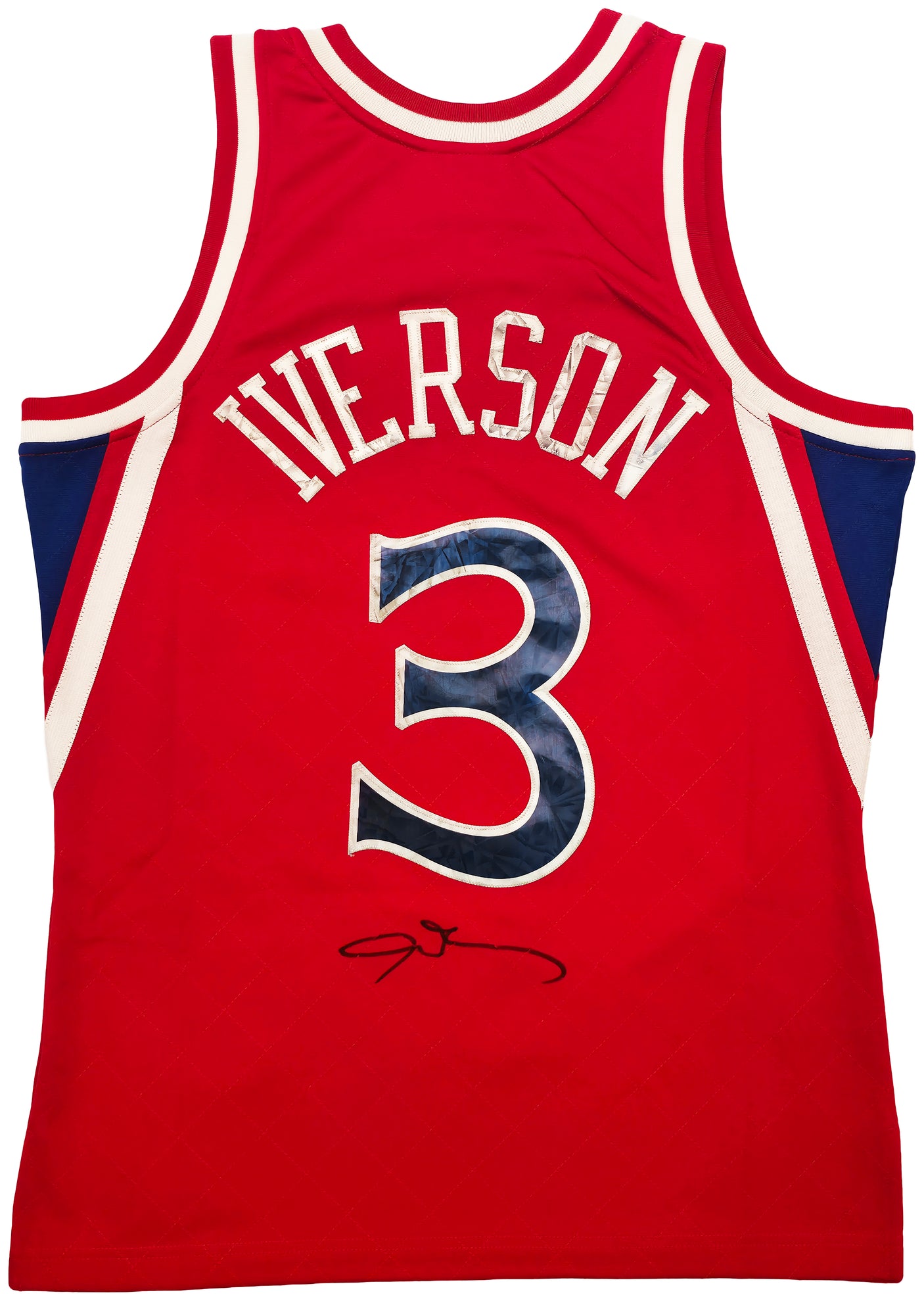 Philadelphia 76ers Allen Iverson Autographed Red Authentic Mitchell & Ness 1996-97 HWC Swingman Diamond NBA 75th Anniversary Jersey Size M Beckett BAS Witness Stock #253626
