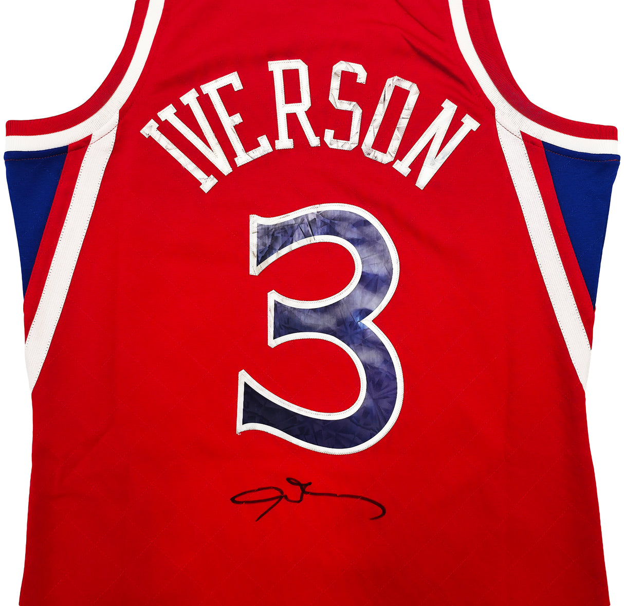 Philadelphia 76ers Allen Iverson Autographed Red Authentic Mitchell & Ness 1996-97 HWC Swingman Diamond NBA 75th Anniversary Jersey Size M Beckett BAS Witness Stock #253626
