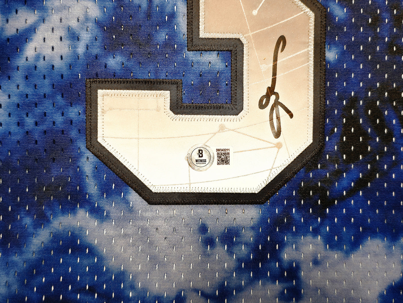 Philadelphia 76ers Allen Iverson Autographed Blue Authentic Mitchell & Ness 1996-97 HWC Swingman Galaxy Jersey Size L Beckett BAS Witness Stock #253621