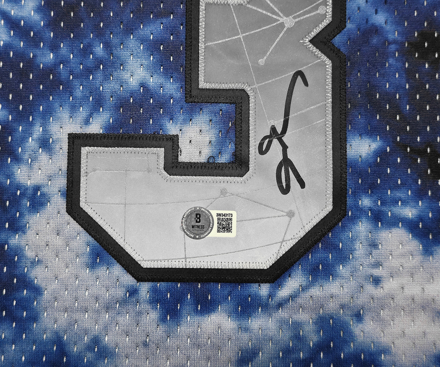 Philadelphia 76ers Allen Iverson Autographed Blue Authentic Mitchell & Ness 1996-97 HWC Swingman Galaxy Jersey Size XL Beckett BAS Witness Stock #253622