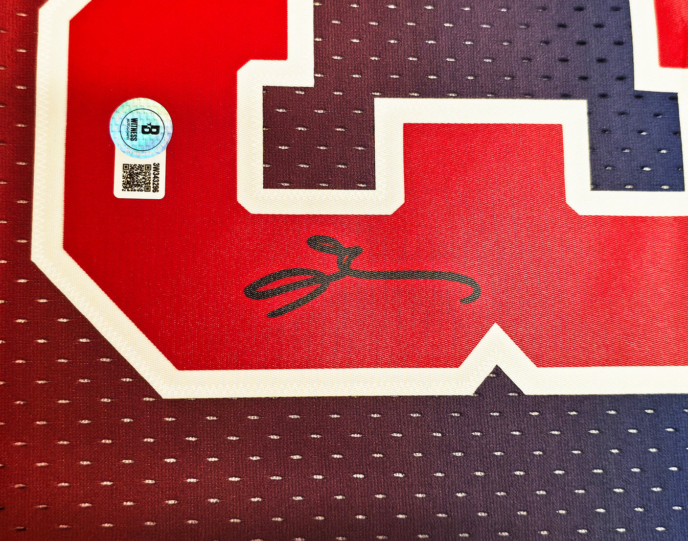 Philadelphia 76ers Allen Iverson Autographed Red Authentic Mitchell & Ness 1996-97 HWC Swingman Fadeaway Jersey Size M Beckett BAS Witness Stock #253631