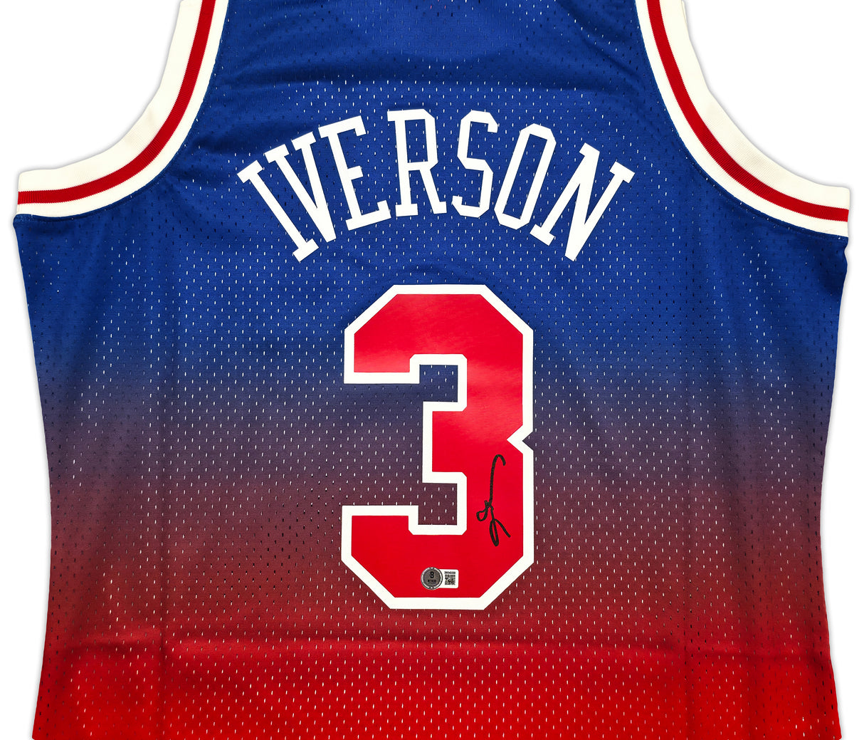 Philadelphia 76ers Allen Iverson Autographed Red Authentic Mitchell & Ness 1996-97 HWC Swingman Fadeaway Jersey Size L Beckett BAS Witness Stock #253632