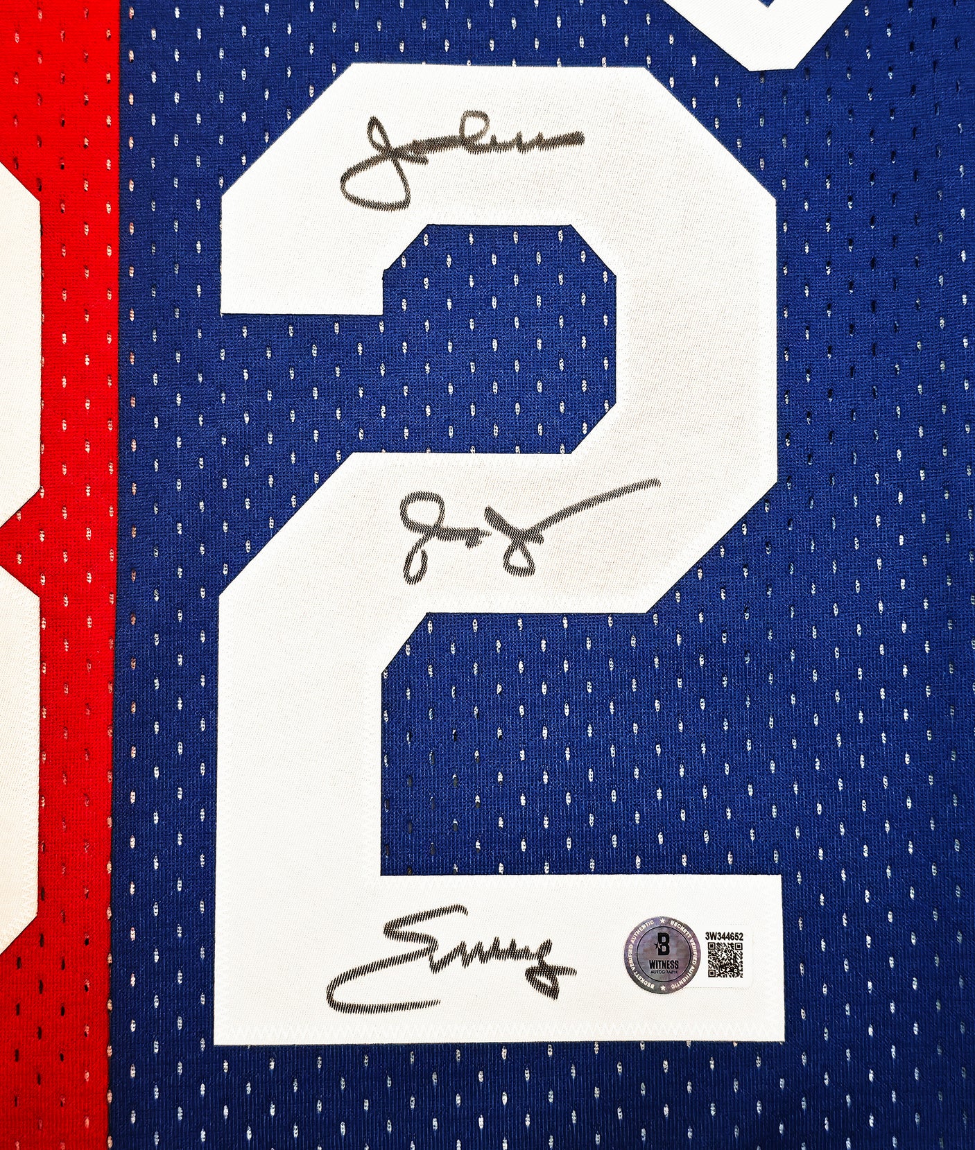 New York Nets Julius "Dr. J" Erving Autographed Red & Blue Authentic Mitchell & Ness 1973-74 HWC Swingman Jersey Size L Beckett BAS Witness Stock #253701