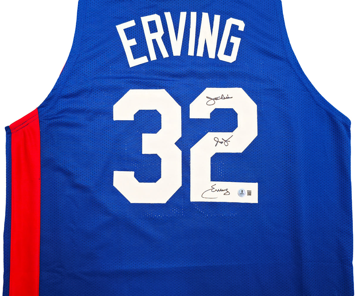 New York Nets Julius "Dr. J" Erving Autographed Blue Jersey Beckett BAS Witness Stock #253705