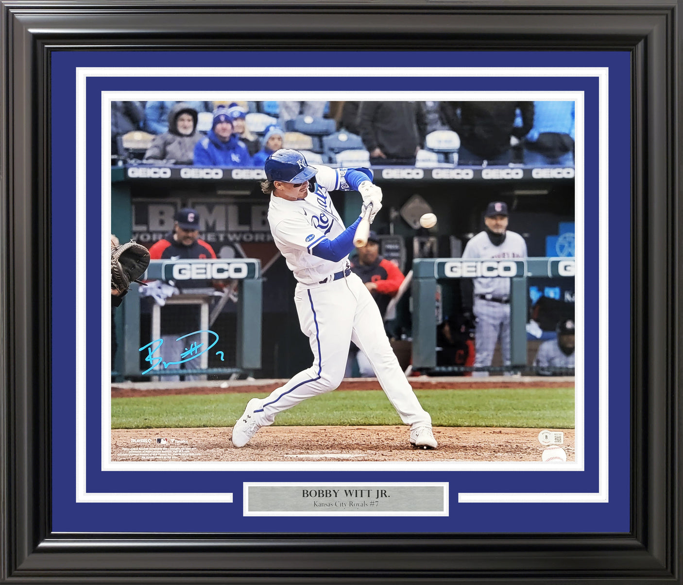 Bobby Witt Jr. Autographed Framed 16x20 Photo Kansas City Royals Beckett BAS Witness Stock #254231