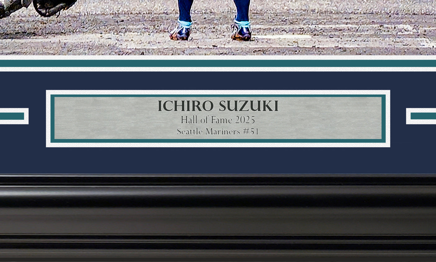 Ichiro Suzuki Autographed Framed 16x20 Photo Seattle Mariners Final At Bat IS Holo Stock #254241