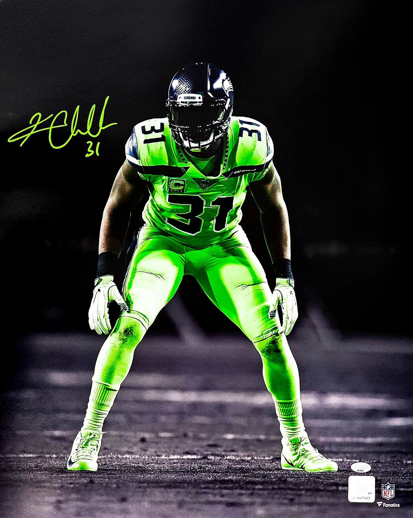 Kam Chancellor Autographed Framed 16x20 Photo Seattle Seahawks Color Rush MCS Holo Stock #254245