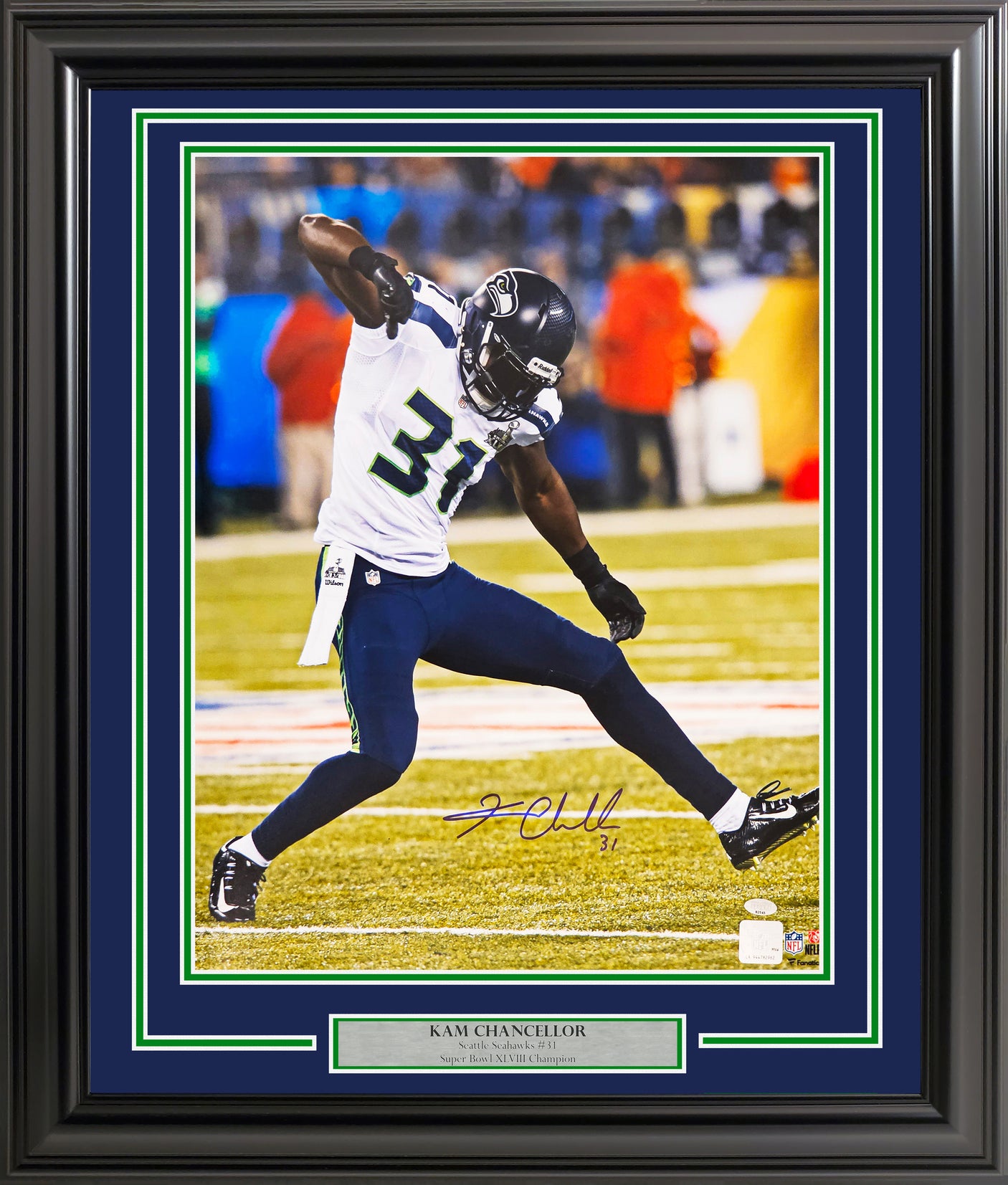 Kam Chancellor Autographed Framed 16x20 Photo Seattle Seahawks SB XLVIII MCS Holo Stock #254246