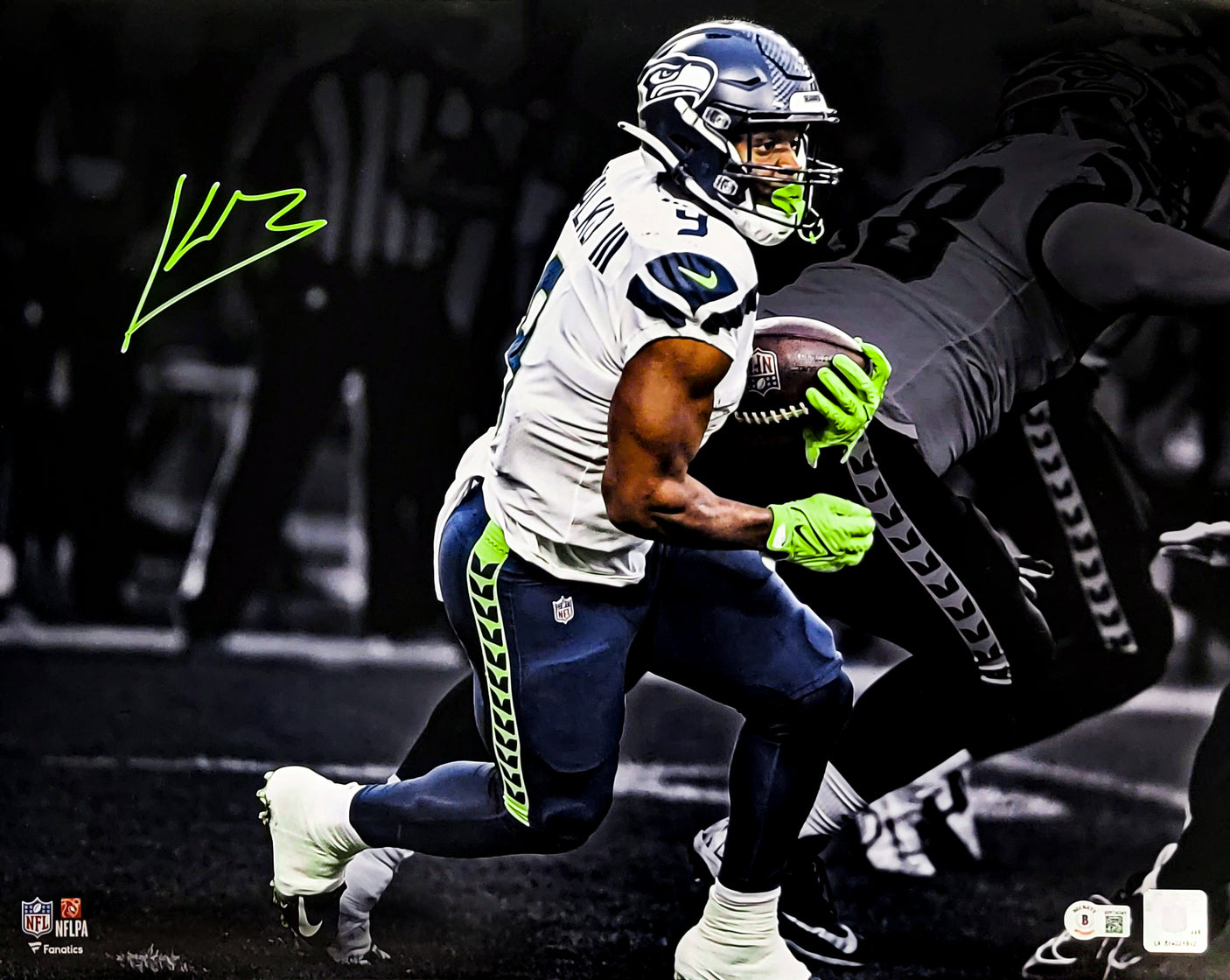 Kenneth Walker III Autographed Framed 16x20 Photo Seattle Seahawks Spotlight Beckett BAS Witness Stock #254247