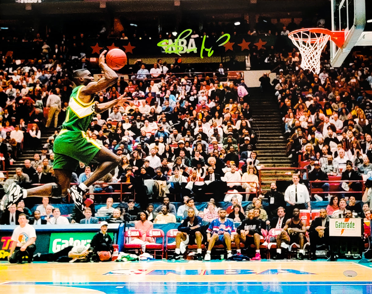Shawn Kemp Autographed Framed 16x20 Photo Seattle Supersonics Slam Dunk Contest MCS Holo Stock #254256