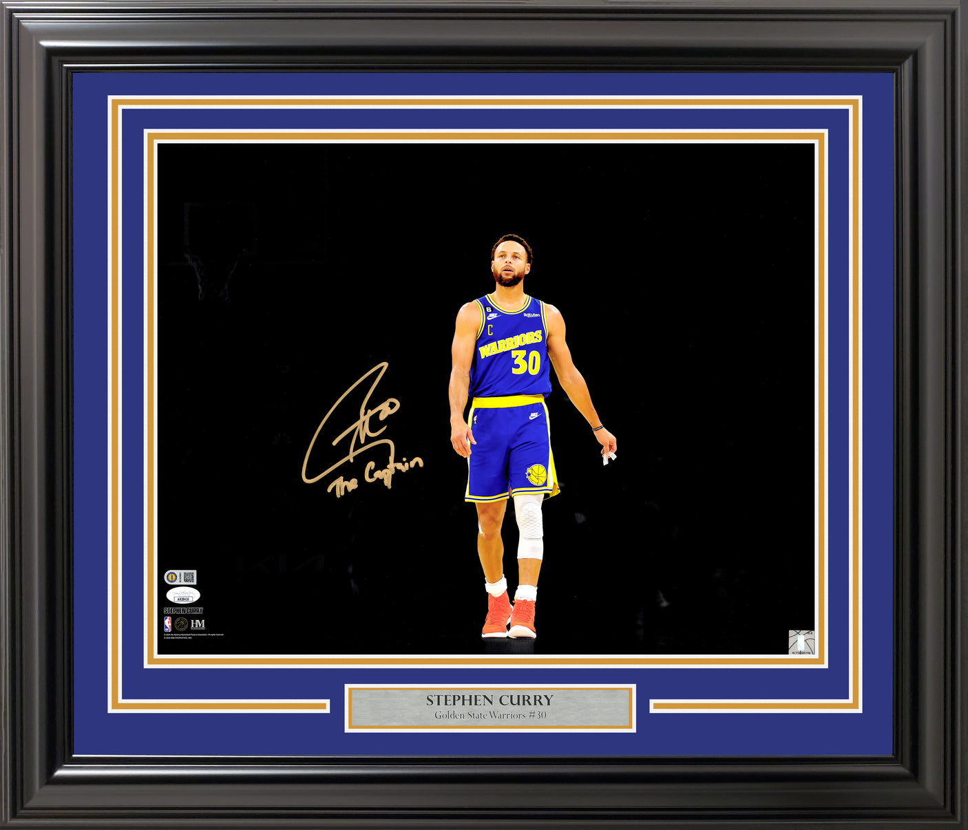Stephen Curry Autographed Framed 16x20 Photo Golden State Warriors Spotlight "The Captain" JSA Stock #254258