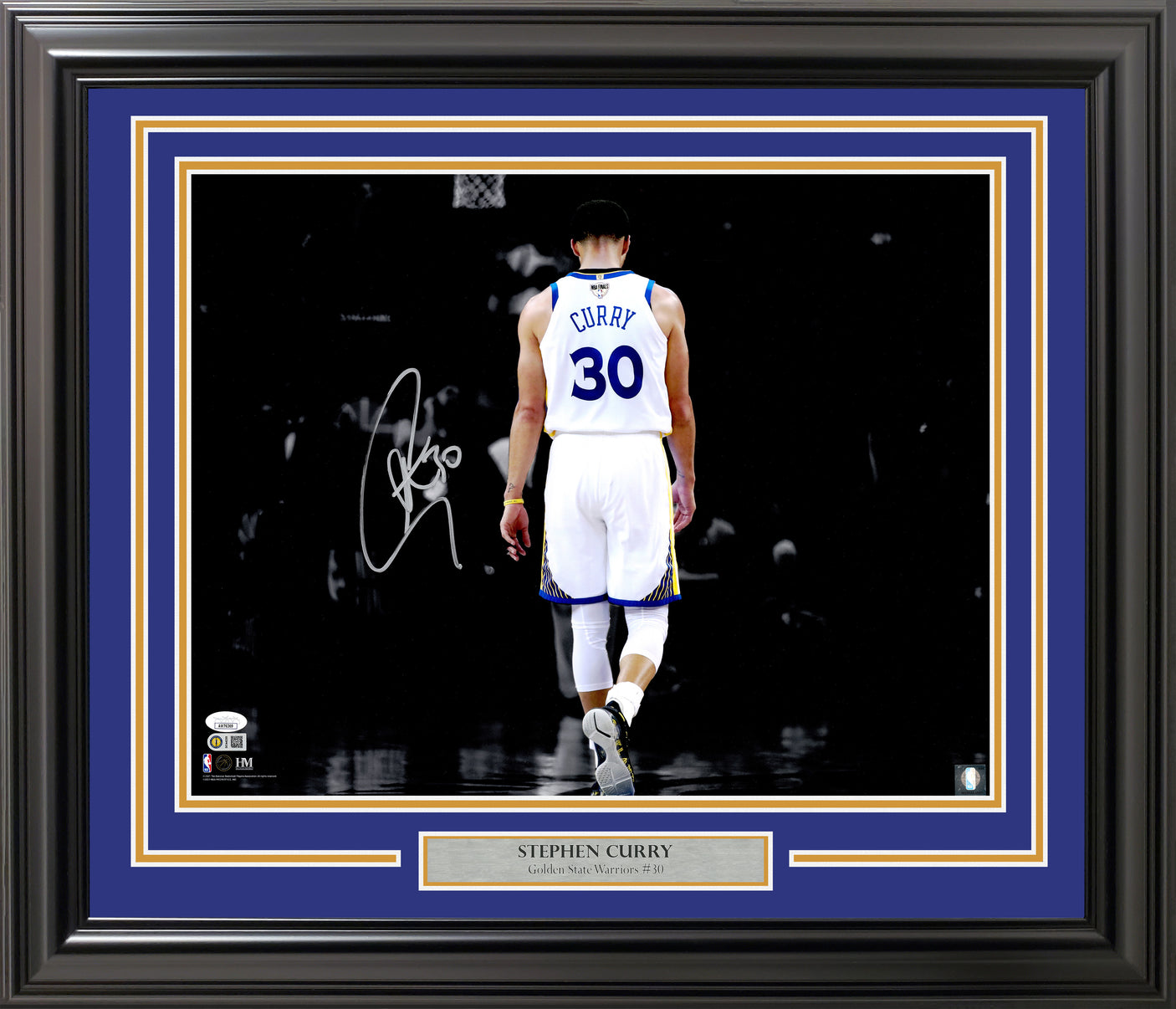 Stephen Curry Autographed Framed 16x20 Photo Golden State Warriors Spotlight JSA Stock #254259