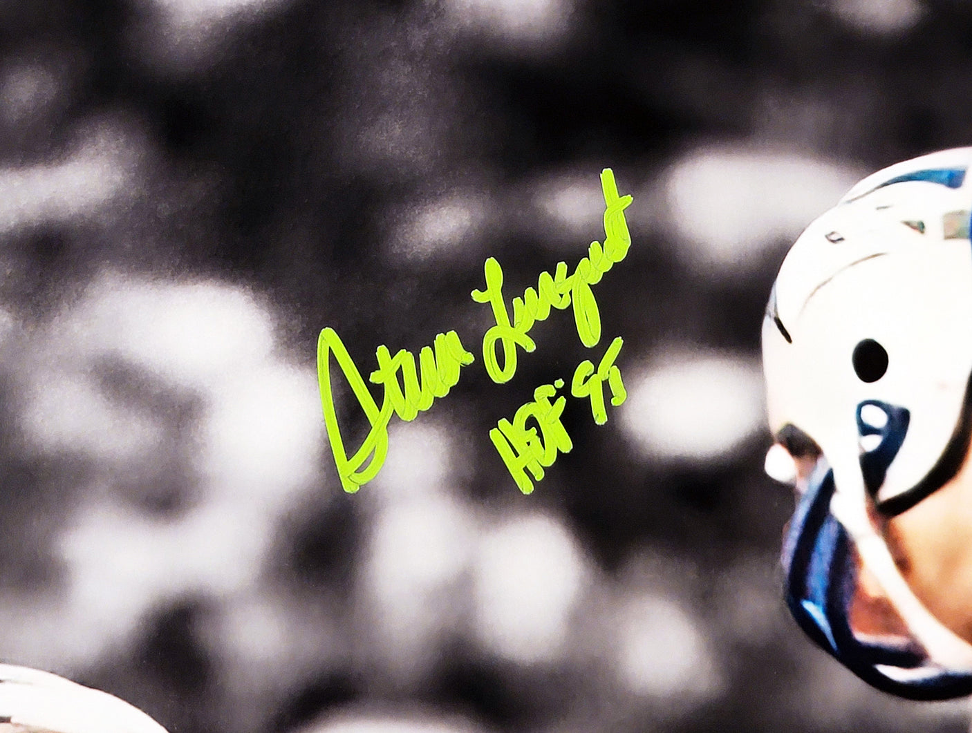 Steve Largent Autographed Framed 16x20 Photo Seattle Seahawks Tackle Fumble Hit vs. Mike Harden "HOF 95" MCS Holo Stock #254260