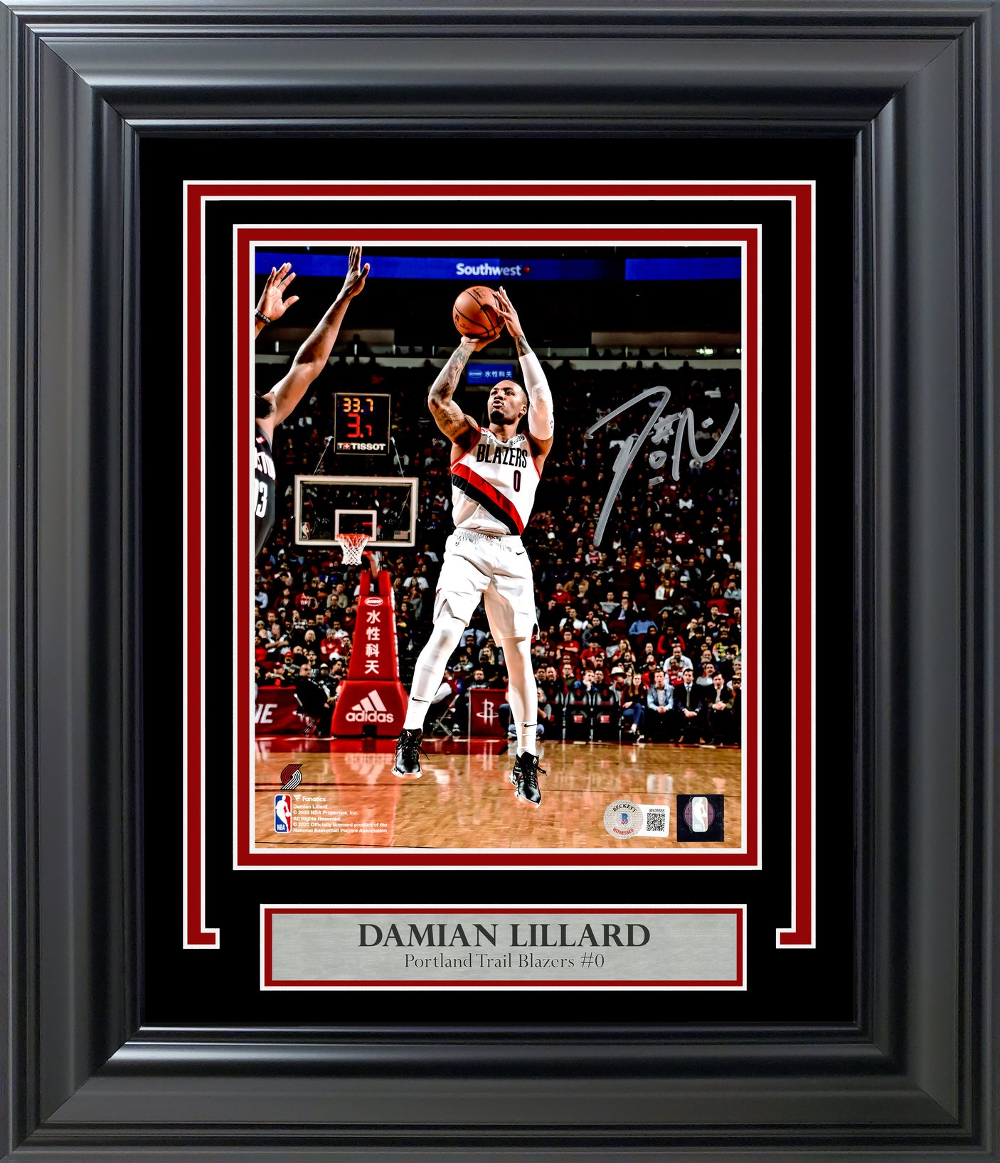 Damian Lillard Autographed Framed 8x10 Photo Portland Trail Blazers Beckett BAS Witness Stock #254267