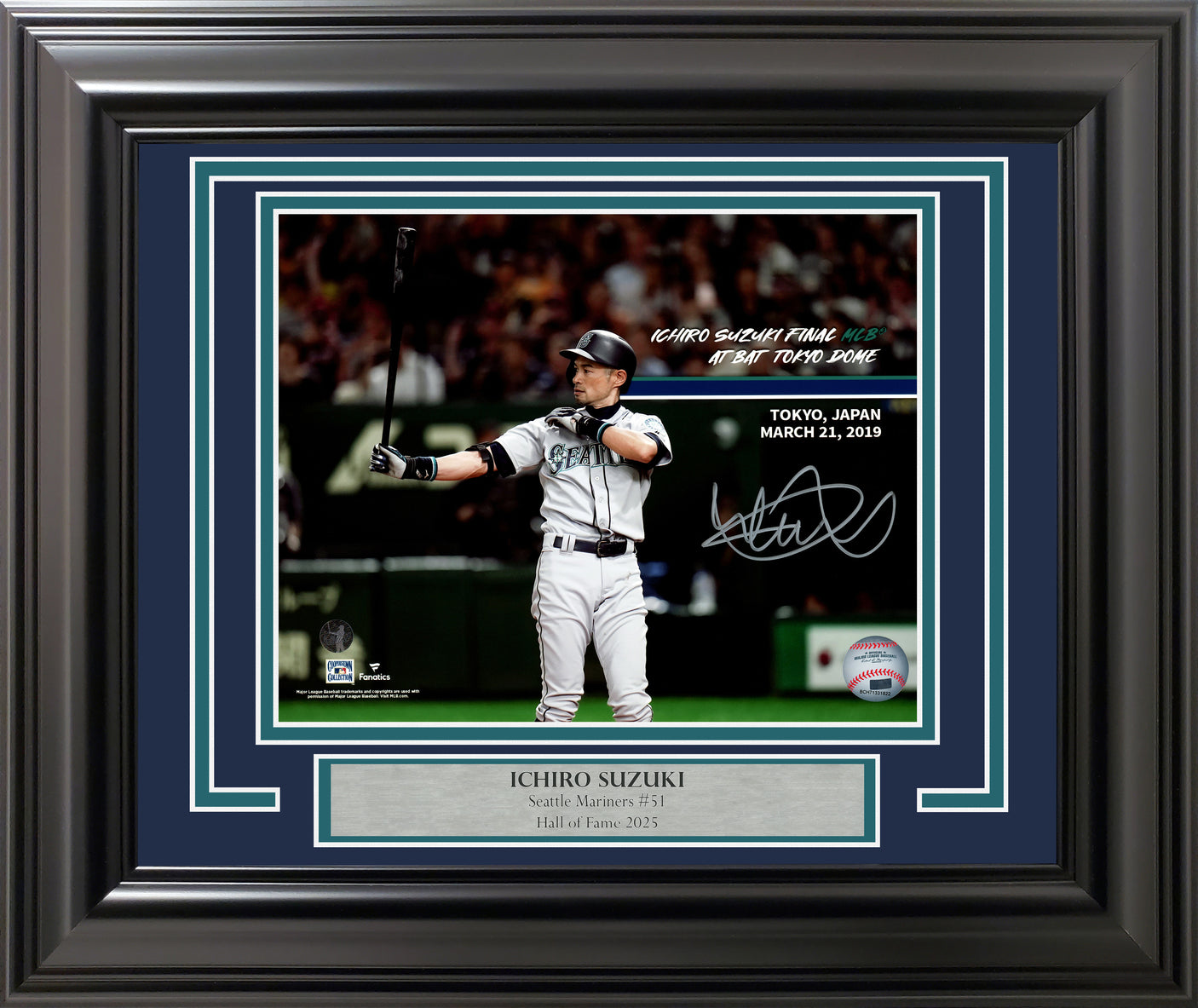 Ichiro Suzuki Autographed Framed 8x10 Photo Seattle Mariners Tokyo Dome Last Game IS Holo Stock #254275