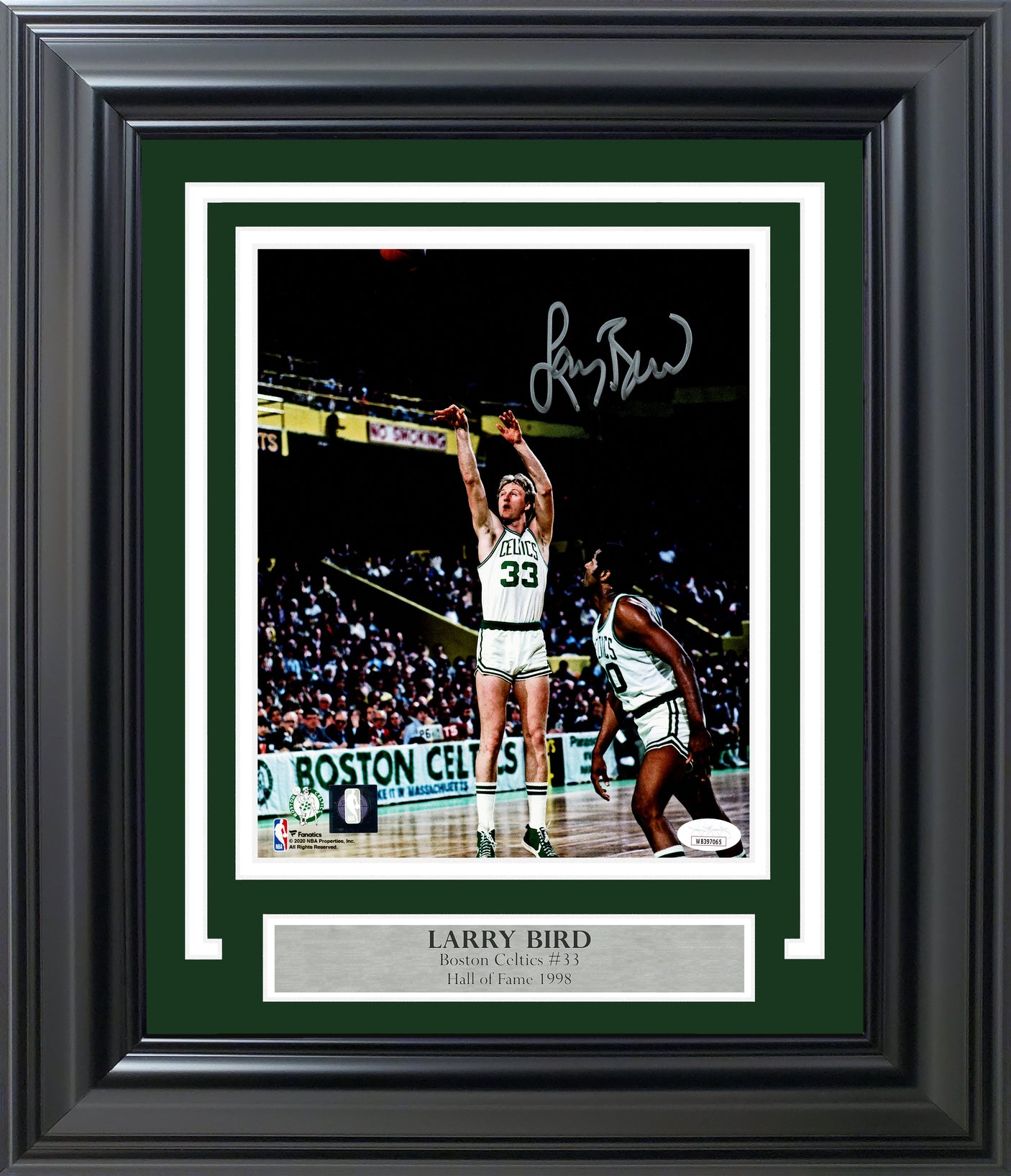 Larry Bird Autographed Framed 8x10 Photo Boston Celtics JSA Stock #254286