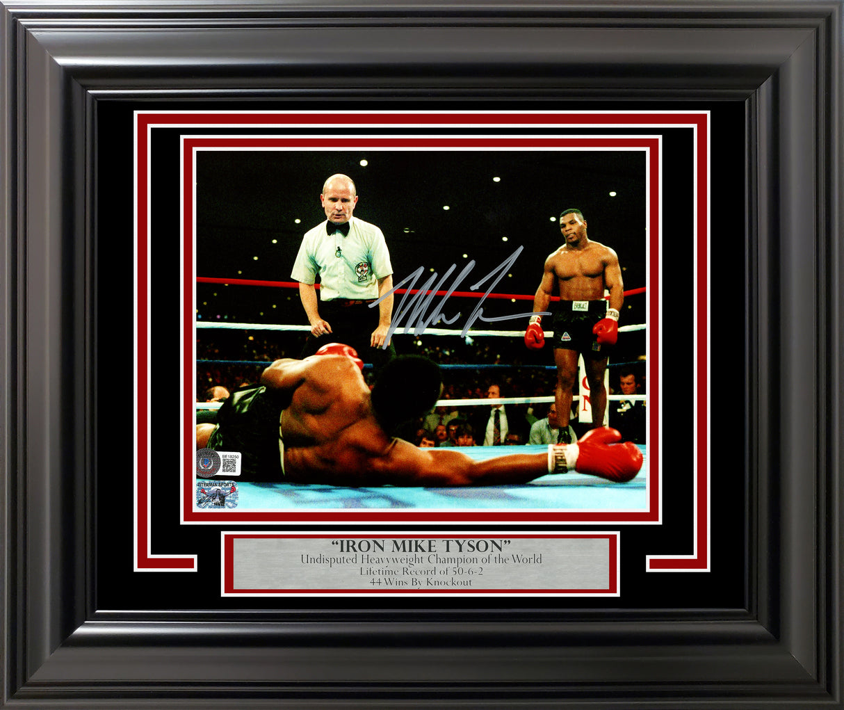 Mike Tyson Autographed Framed 8x10 Photo Standing Over Beckett BAS Stock #254288