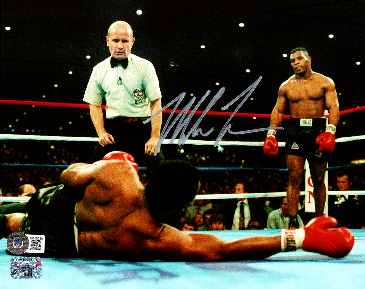 Mike Tyson Autographed Framed 8x10 Photo Standing Over Beckett BAS Stock #254288