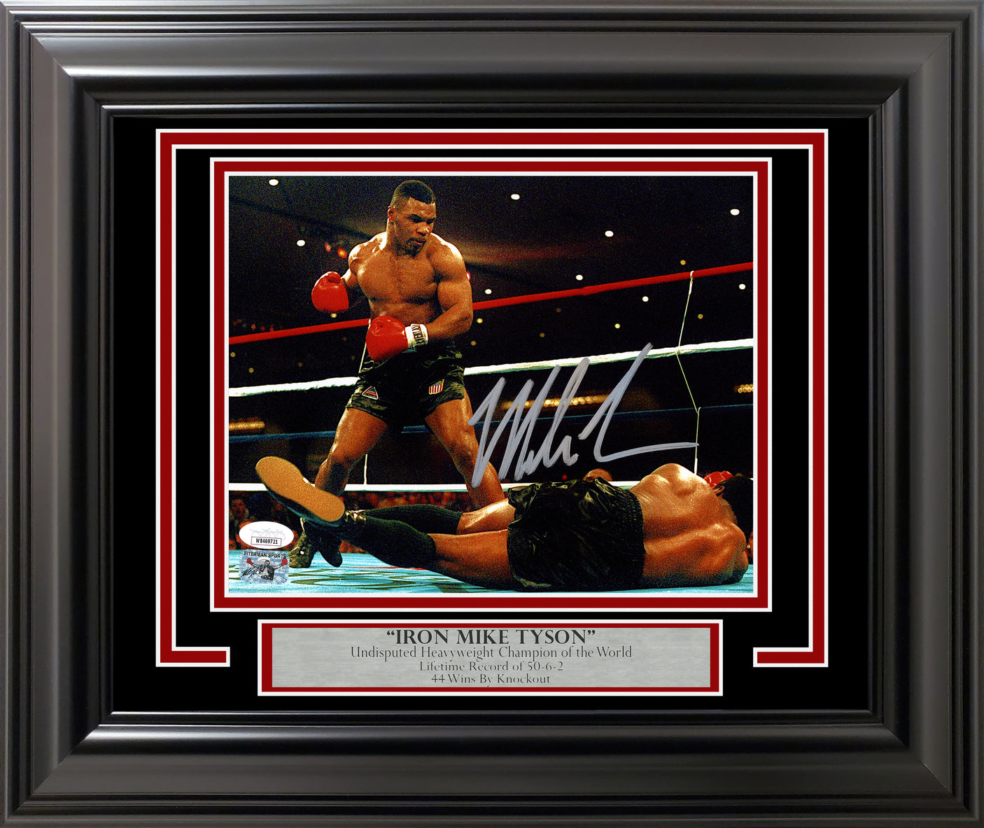 Mike Tyson Autographed Framed 8x10 Photo Standing Over JSA Stock #254291