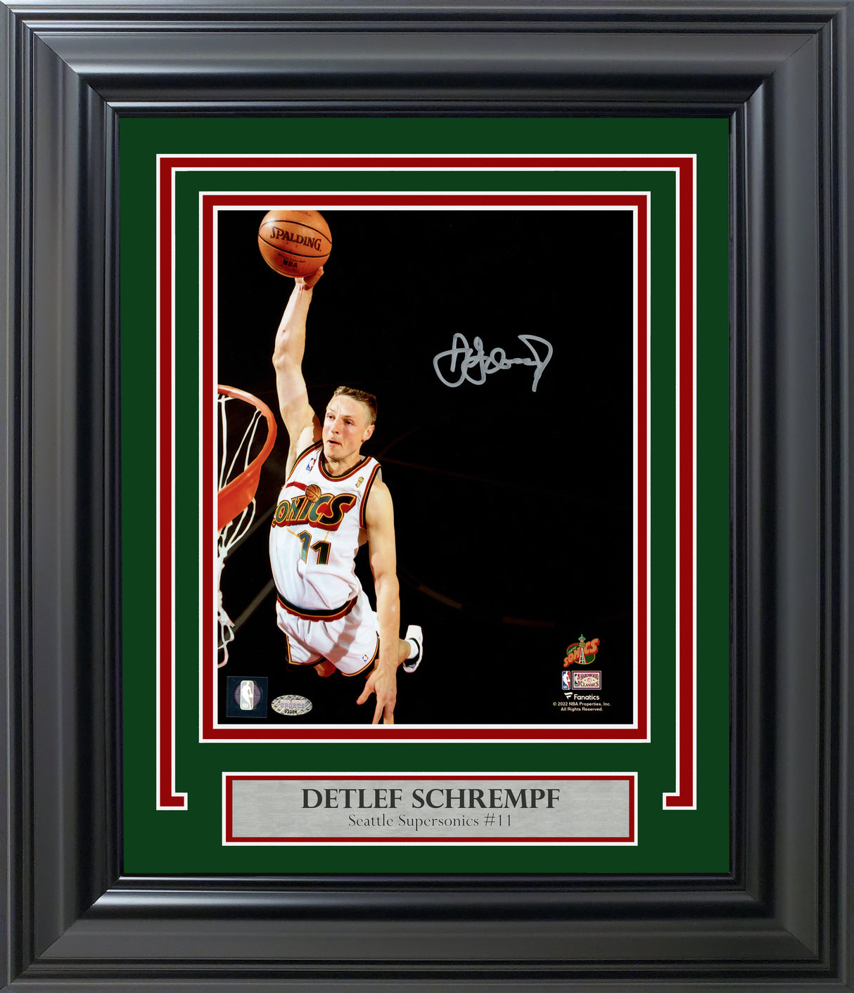 Detlef Schrempf Autographed Framed 8x10 Photo Seattle Supersonics Spotlight MCS Holo Stock #254303