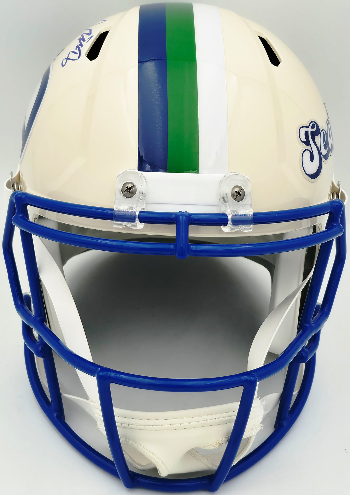Jadarian Price Autographed Seattle Seahawks Cream Retro Full Size Speed Replica Helmet Beckett BAS Witness Stock #268014