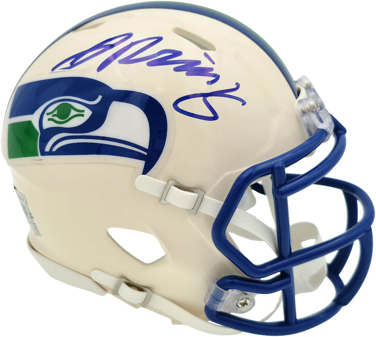 Jadarian Price Autographed Seattle Seahawks Cream Retro Speed Mini Helmet Beckett BAS Witness Stock #268033