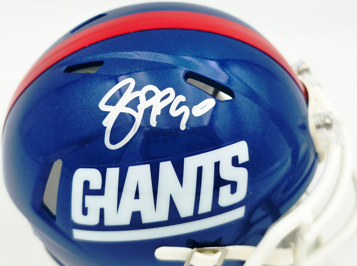 Jason Pierre-Paul Autographed New York Giants Blue Color Rush Speed Mini Helmet JSA Witness Stock #268042