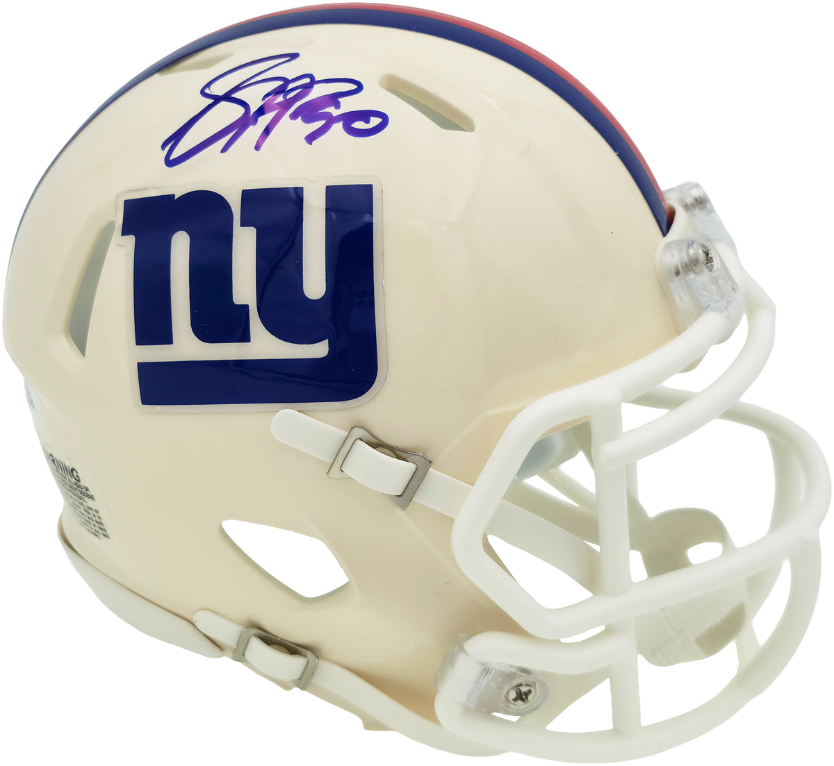 Jason Pierre-Paul Autographed New York Giants Cream Retro Speed Mini Helmet JSA Witness Stock #268043
