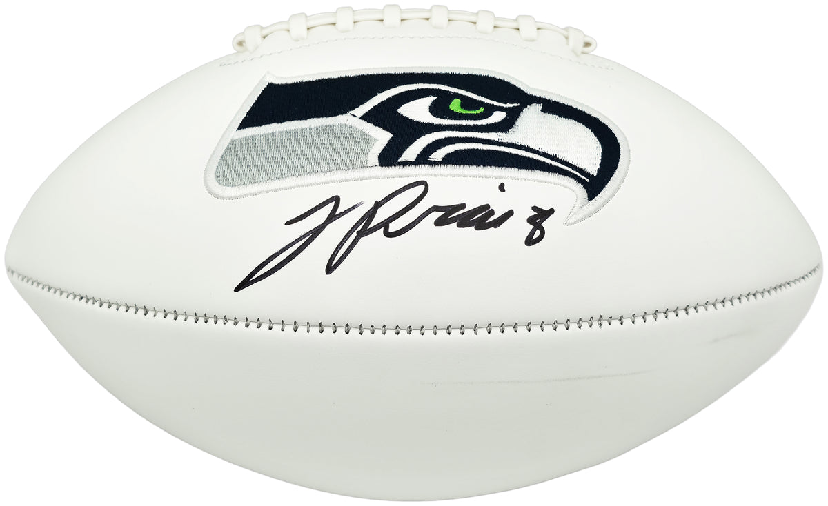Jadarian Price Autographed Seattle Seahawks White Seahawks Logo Football Beckett BAS Witness Stock #268028