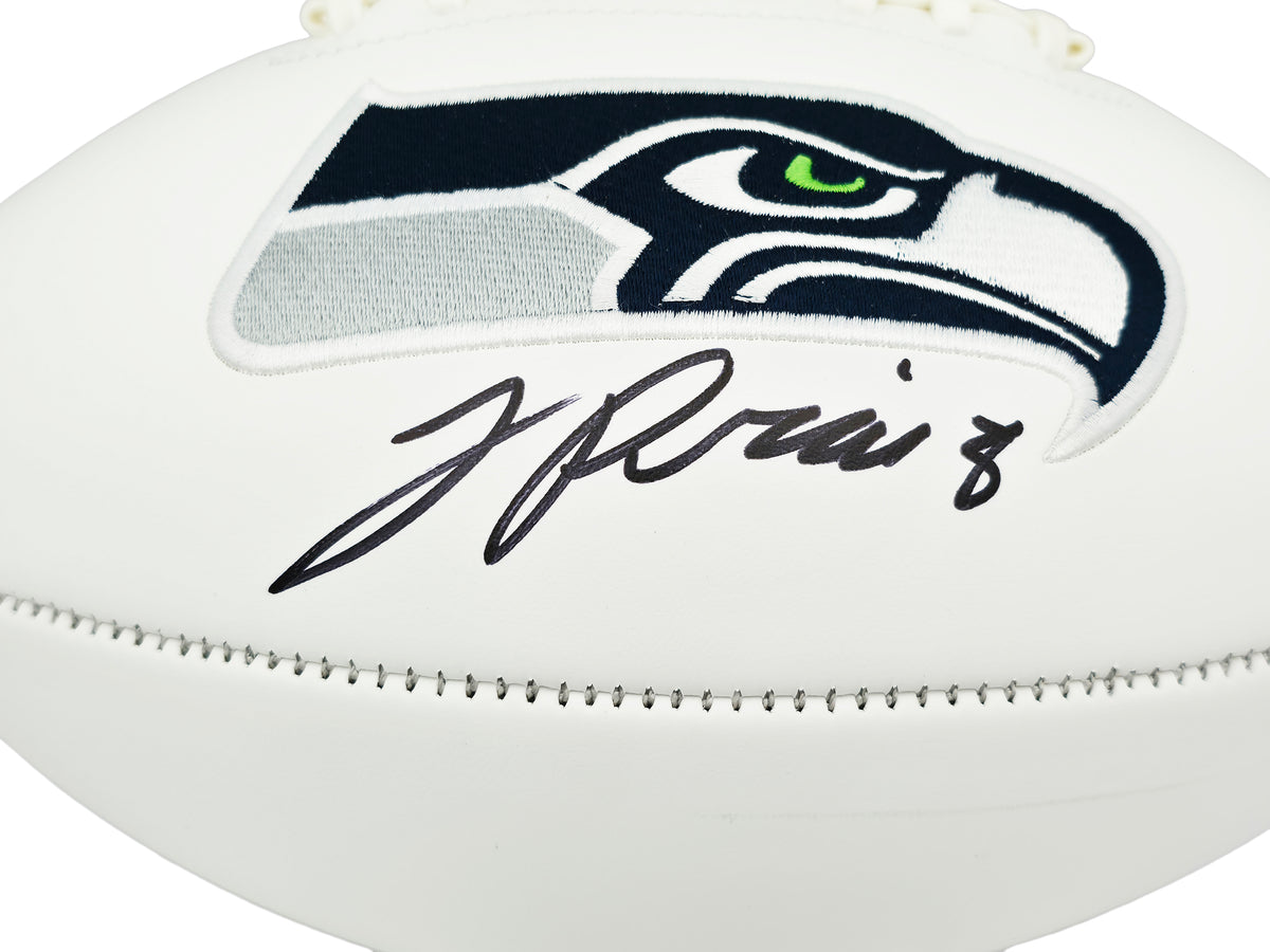 Jadarian Price Autographed Seattle Seahawks White Seahawks Logo Football Beckett BAS Witness Stock #268028