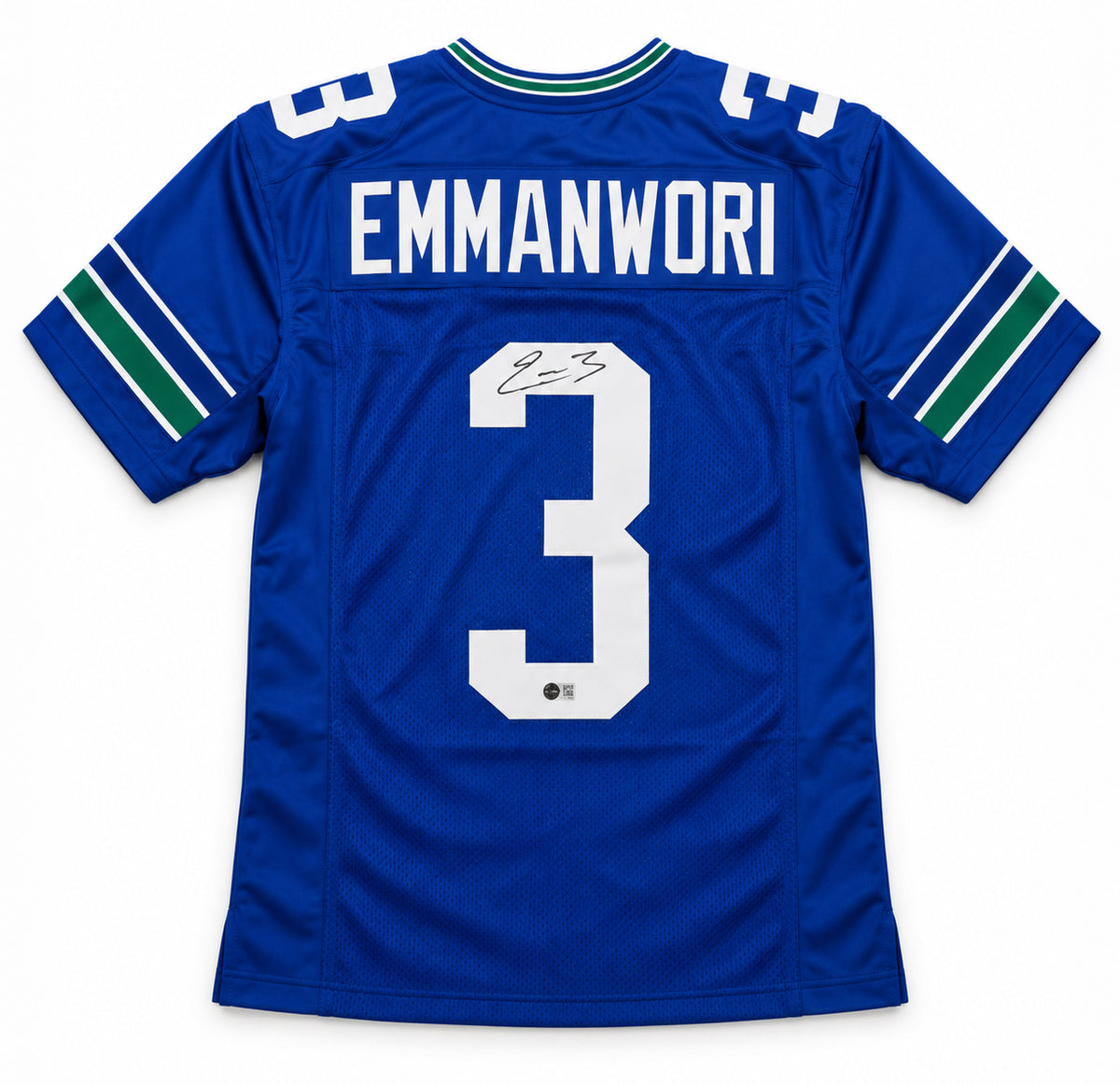 Seattle Seahawks Nick Emmanwori Autographed Blue Throwback Jersey Beckett BAS Witness Stock #268035