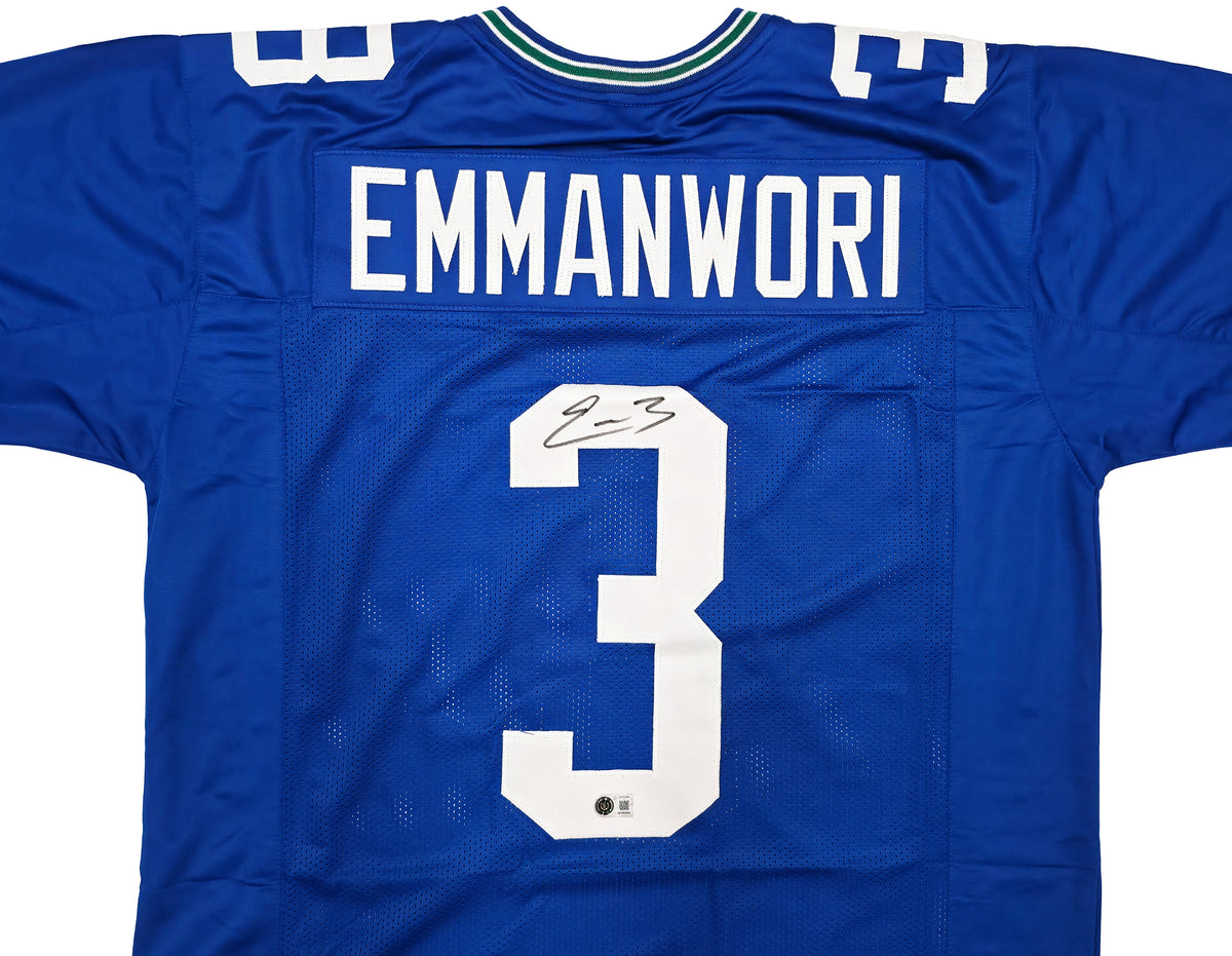 Seattle Seahawks Nick Emmanwori Autographed Blue Throwback Jersey Beckett BAS Witness Stock #268035