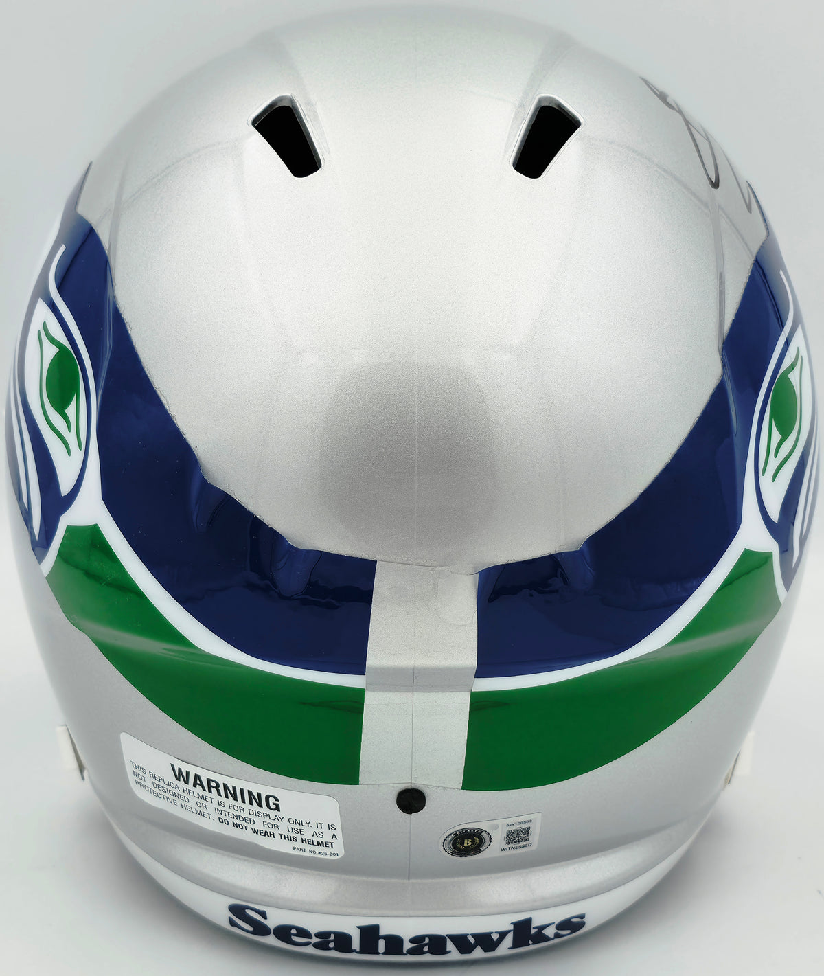Brian Bosworth Autographed Seattle Seahawks Silver 1983-2001 Throwback Full Size Speed Replica Helmet Beckett BAS Witness Stock #268120