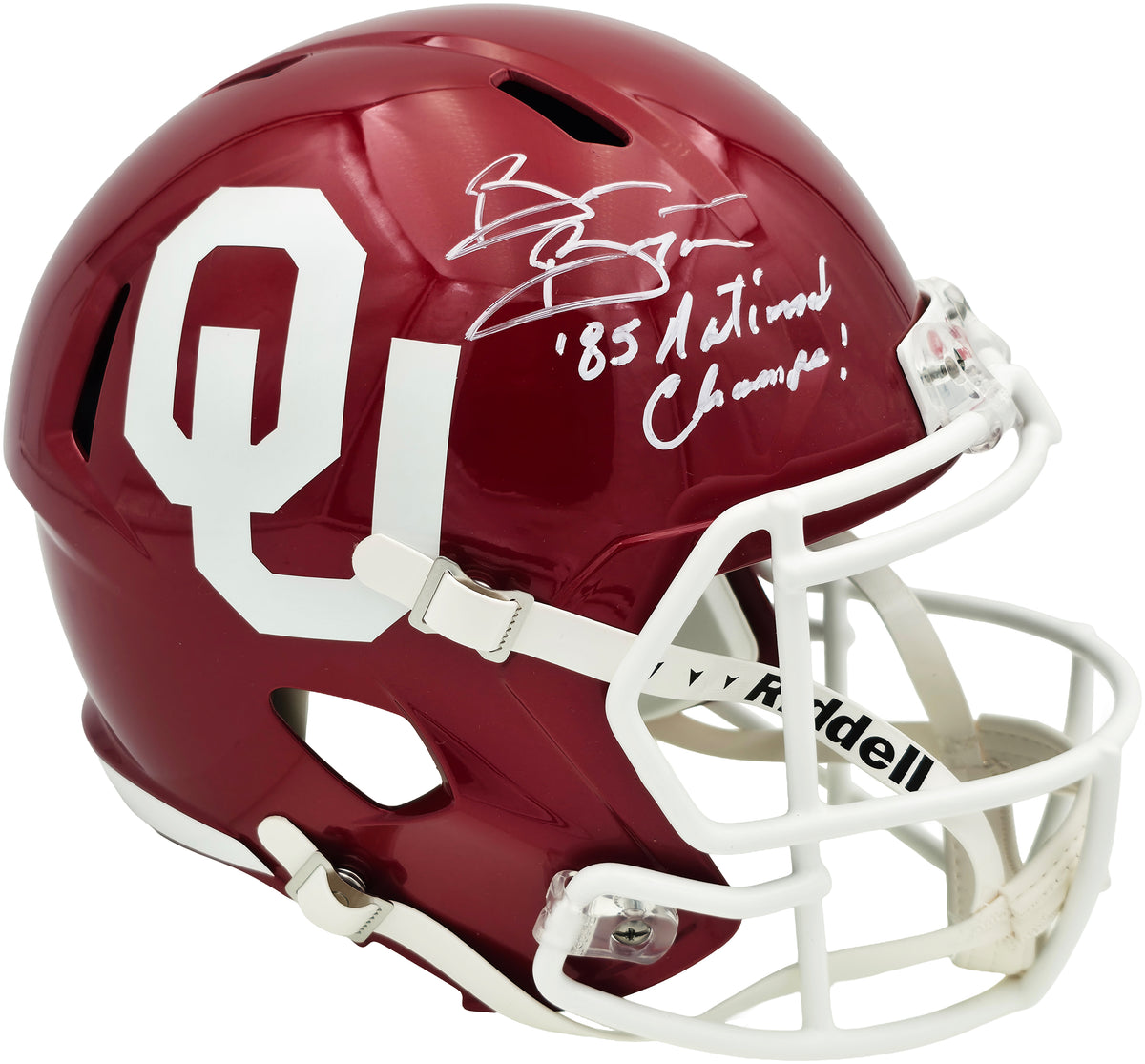 Brian Bosworth Autographed Oklahoma Sooners Crimson Full Size Speed Replica Helmet "85 National Champs!" Beckett BAS Witness Stock #268121