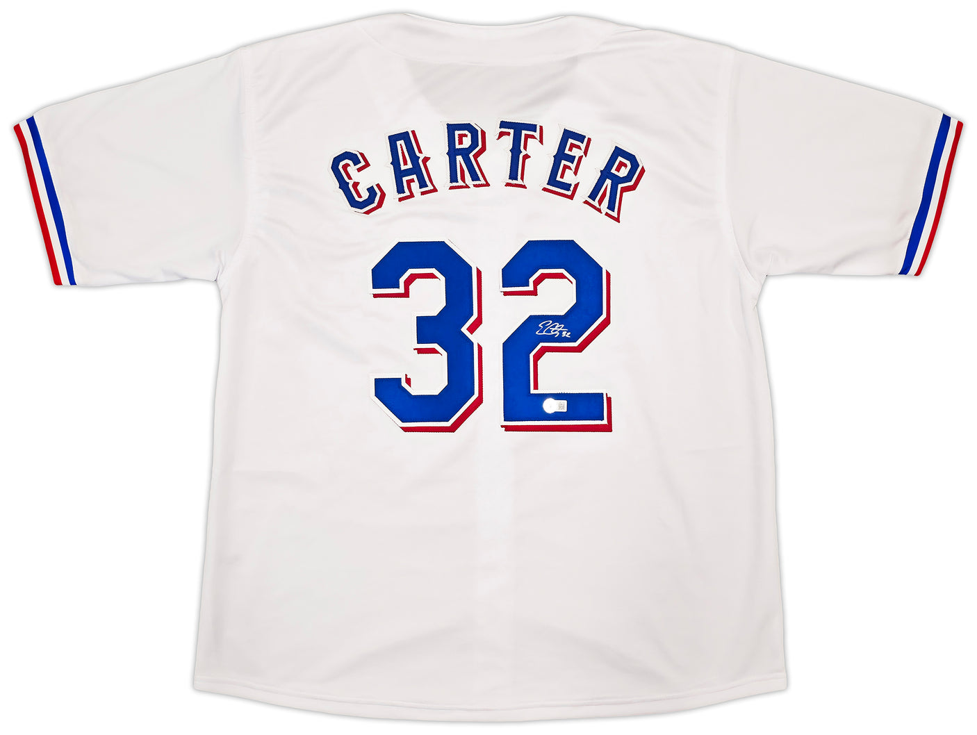 Texas Rangers Evan Carter Autographed White Jersey Beckett BAS Witness Stock #253600