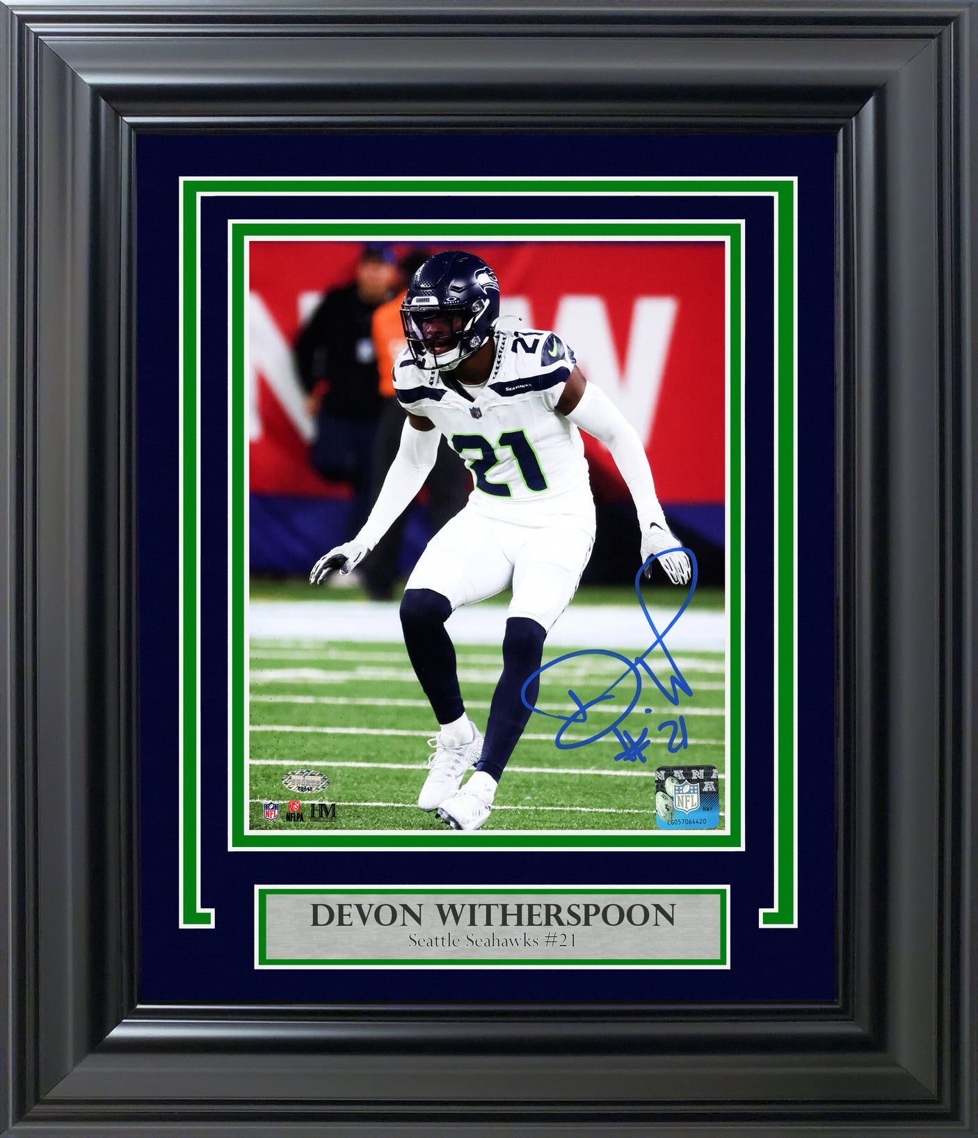 Devon Witherspoon Autographed Framed 8x10 Photo Seattle Seahawks MCS Holo Stock #253401