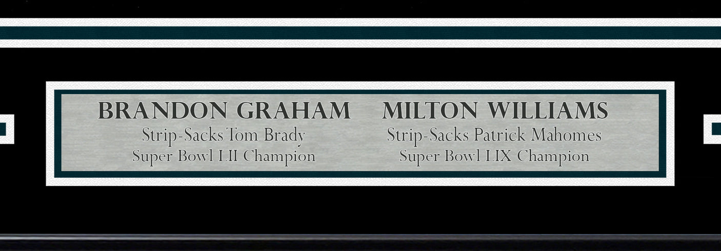 Brandon Graham & Milton Williams Autographed Framed 16x20 Photo Philadelphia Eagles Super Bowl Strip Sack Fumble Collage Beckett BAS Witness Stock #252817