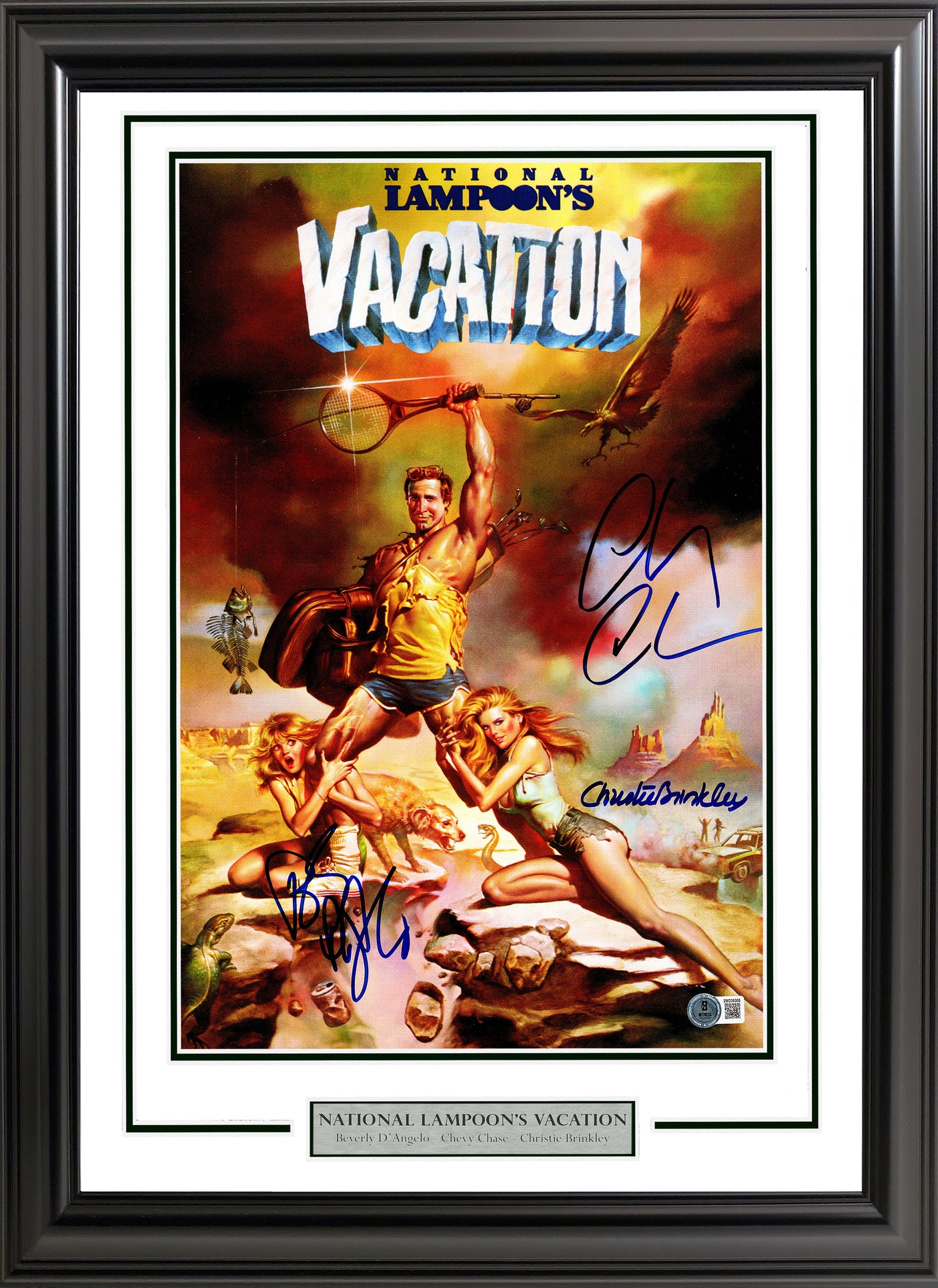 Chevy Chase, Christie Brinkley & Beverly D'Angelo Autographed Framed 11x17 Photo Vacation Beckett BAS Witness Stock #249476