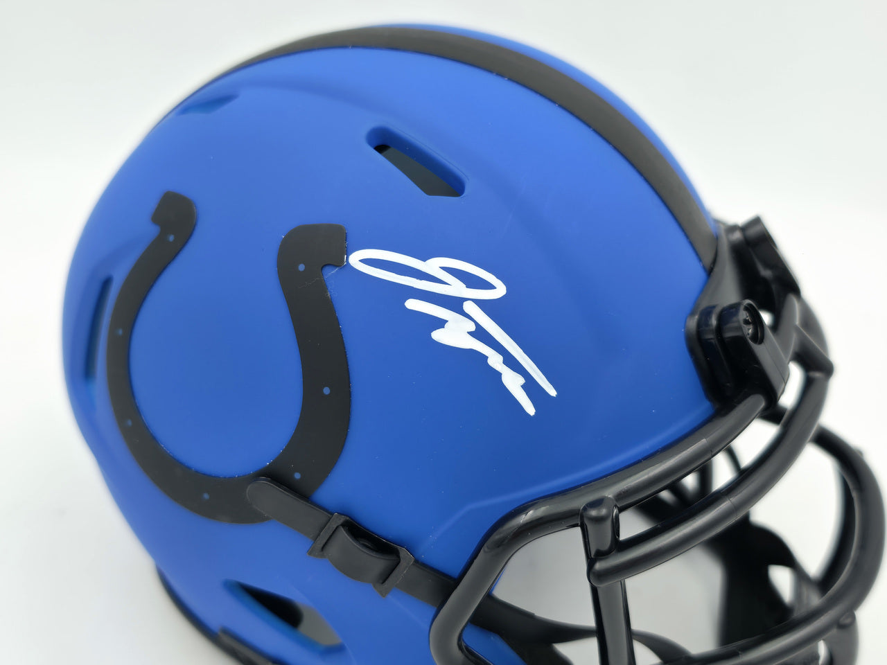 Jonathan Taylor Autographed Indianapolis Colts Rave Blue Speed Mini Helmet Beckett BAS Witness Stock #254433