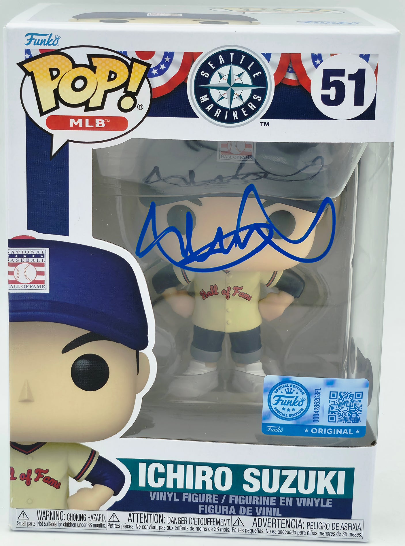 Ichiro Suzuki Autographed Hall of Fame Funko Pop #51 Seattle Mariners IS Holo & Beckett BAS Witness Stock #254341