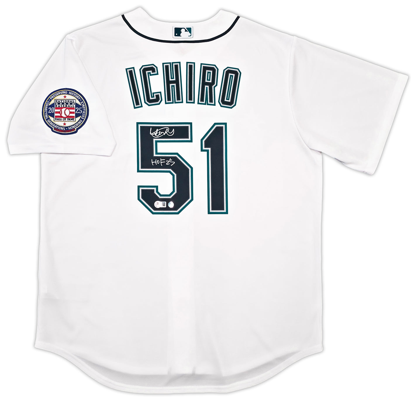Seattle Mariners Ichiro Suzuki Autographed White Nike Jersey Size L "HOF 25" IS Holo & Beckett BAS Witness Stock #254345