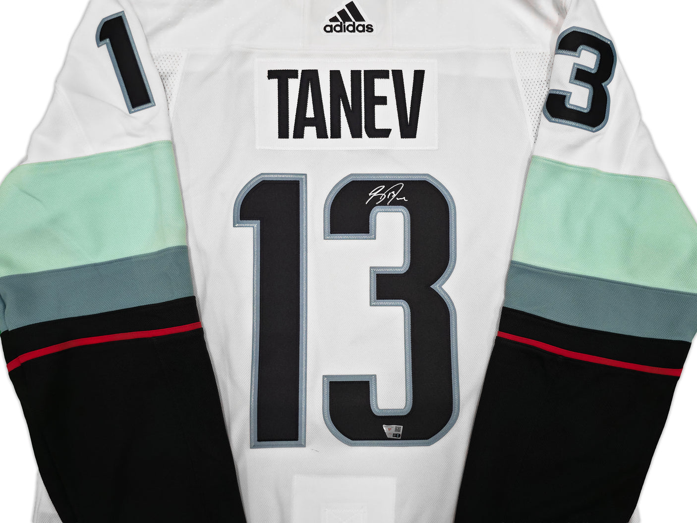 Seattle Kraken Brandon Tanev Autographed White Adidas Authentic Primegreen Jersey Size 54 Fanatics Holo Stock #254454