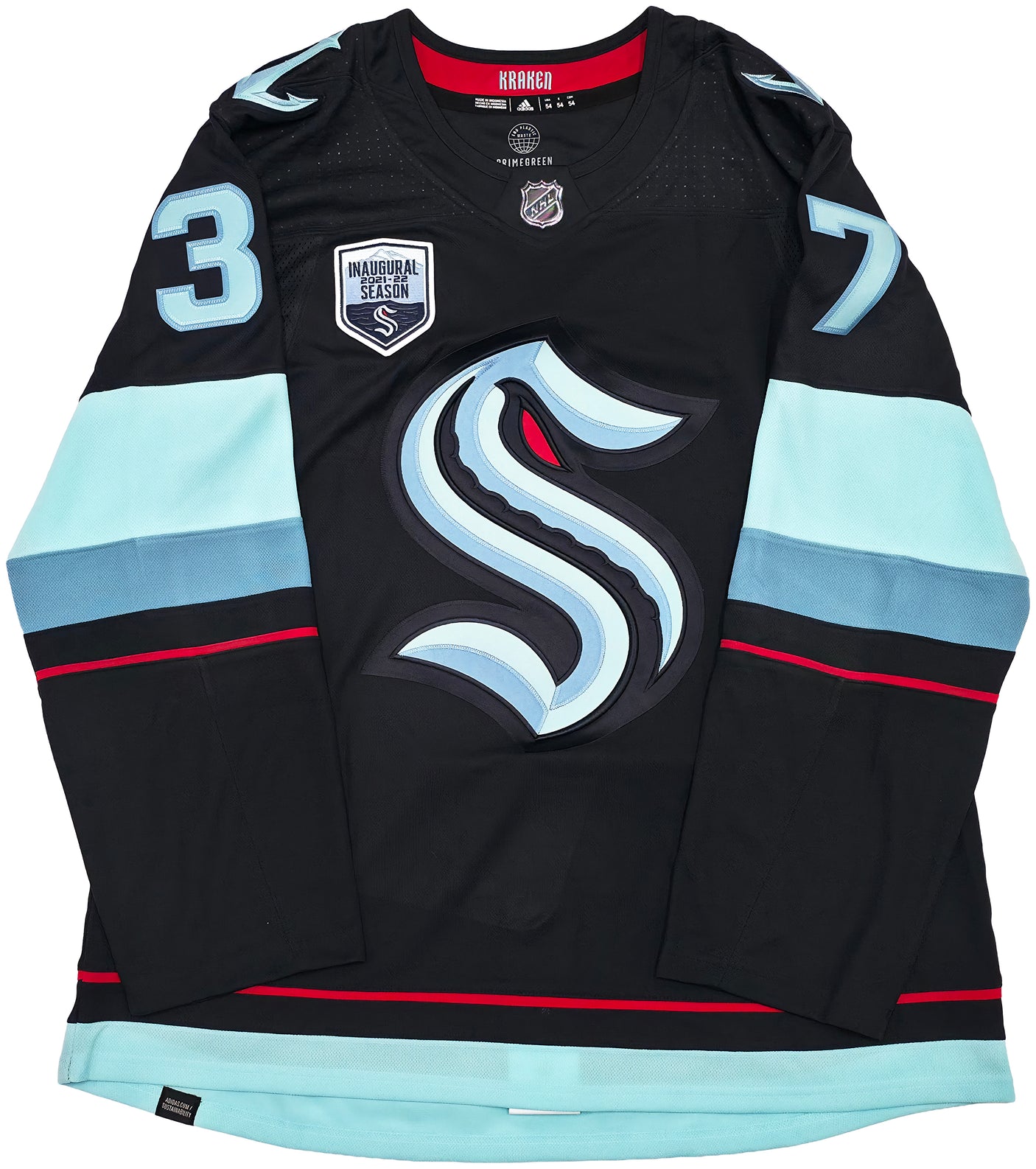 Seattle Kraken Yanni Gourde Autographed Blue Adidas Authentic Primegreen Jersey Size 54 Fanatics Holo Stock #254452