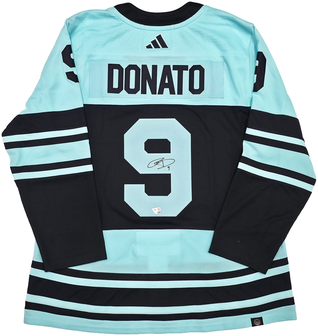 Seattle Kraken Ryan Donato Autographed Blue & Green Adidas Authentic Primegreen Reverse Retro Jersey Size 54 Fanatics Holo Stock #254453