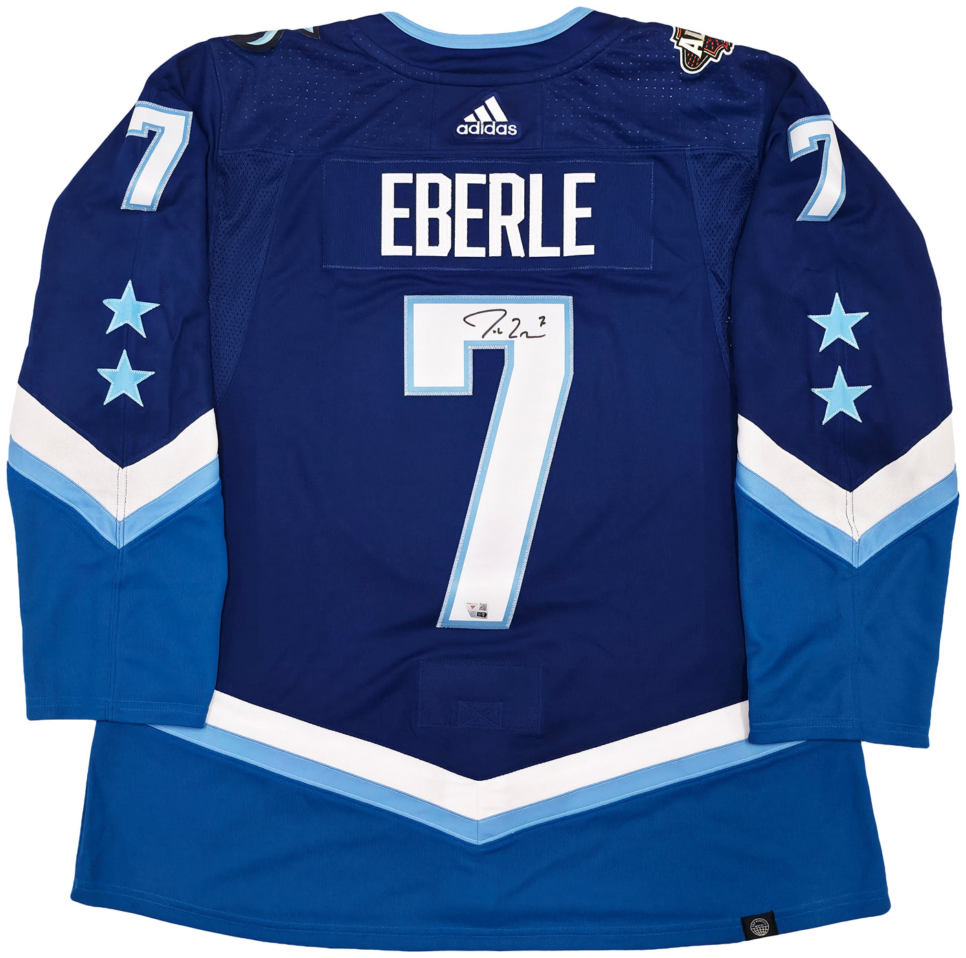 Seattle Kraken Jordan Eberle Autographed Blue Adidas Authentic 2022 All Star Game Jersey Size 54 Fanatics Holo Stock #254447