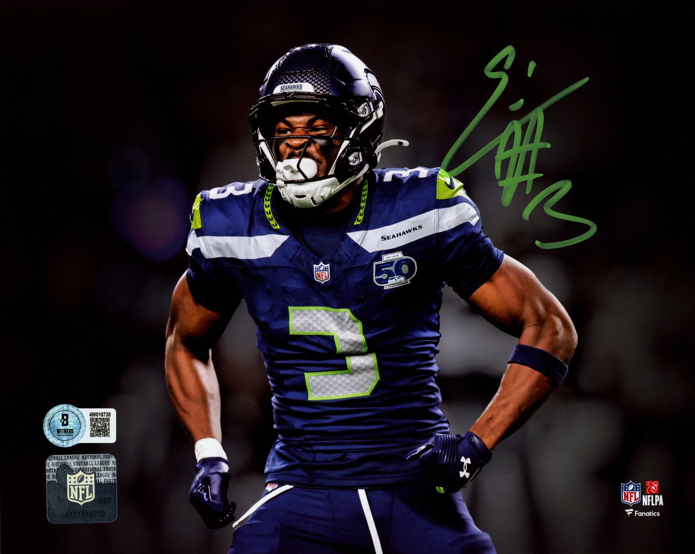 Nick Emmanwori Autographed 8x10 Photo Seattle Seahawks Signed in Green Beckett BAS Witness Stock #256033