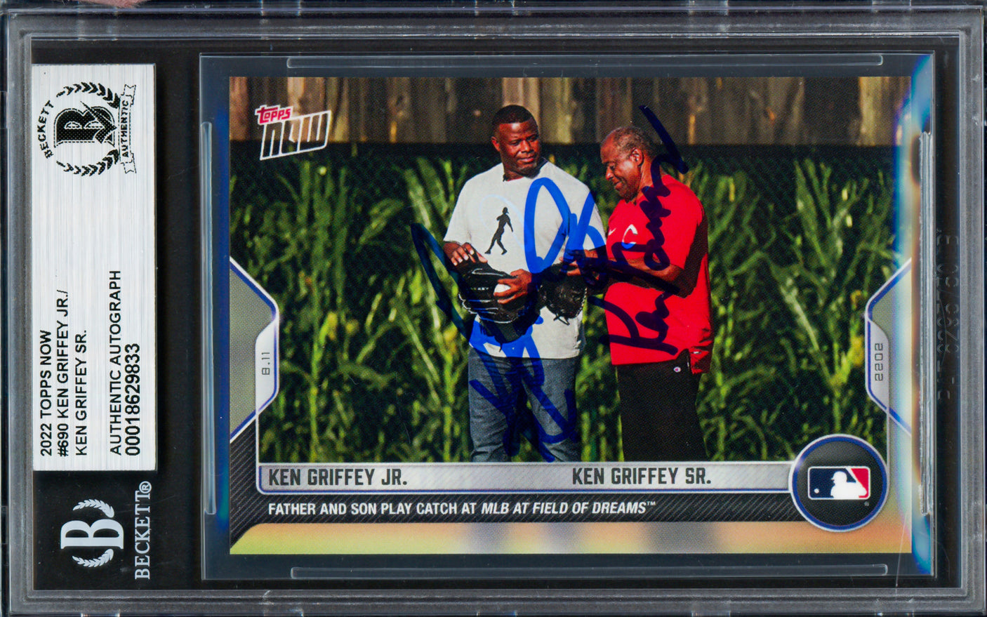 Ken Griffey Jr. & Sr. Autographed 2022 Topps Now Card #690 Beckett BAS Stock #256407