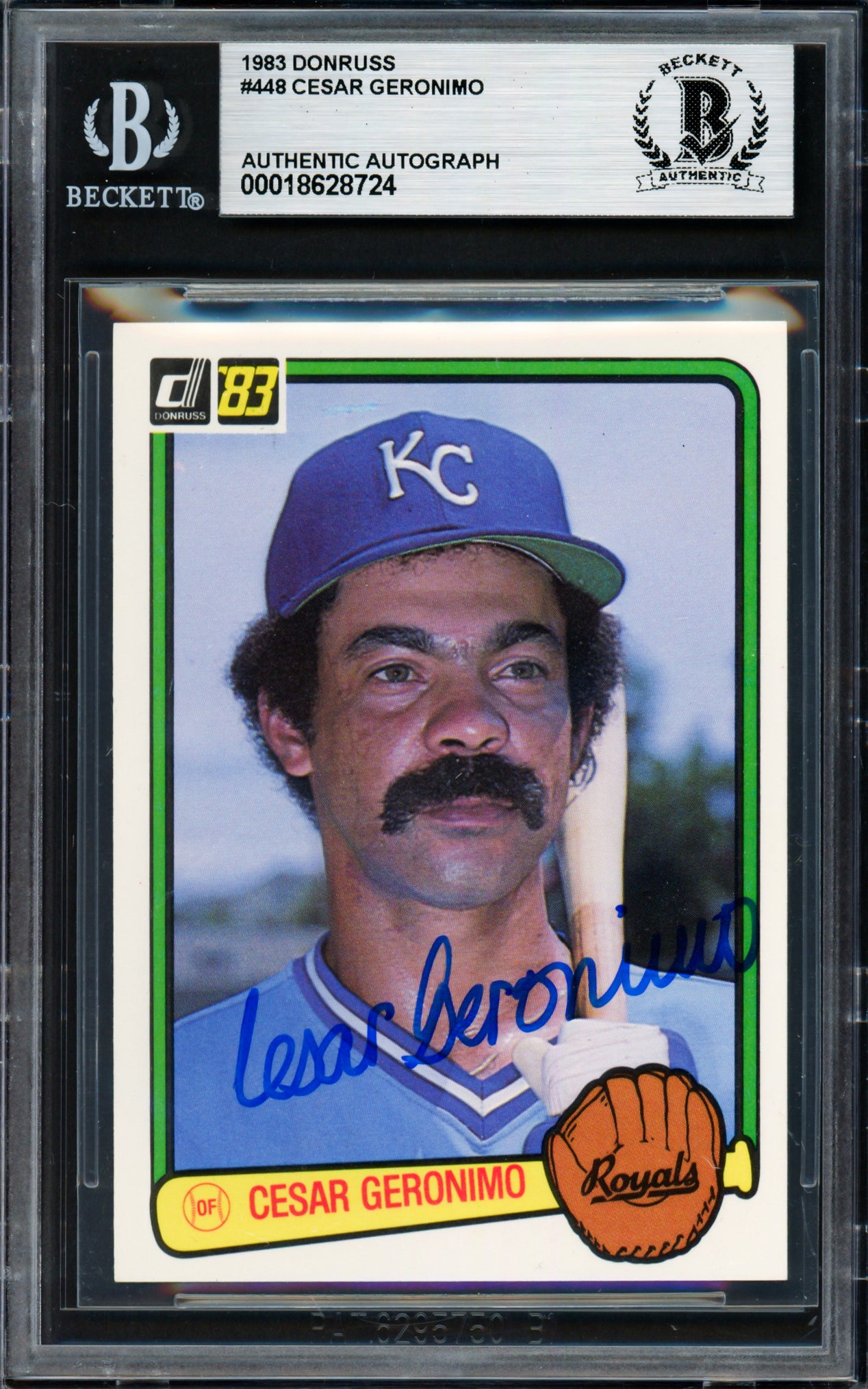 Cesar Geronimo Autographed 1983 Donruss Card #448 Kansas City Royals Beckett BAS Stock #256410