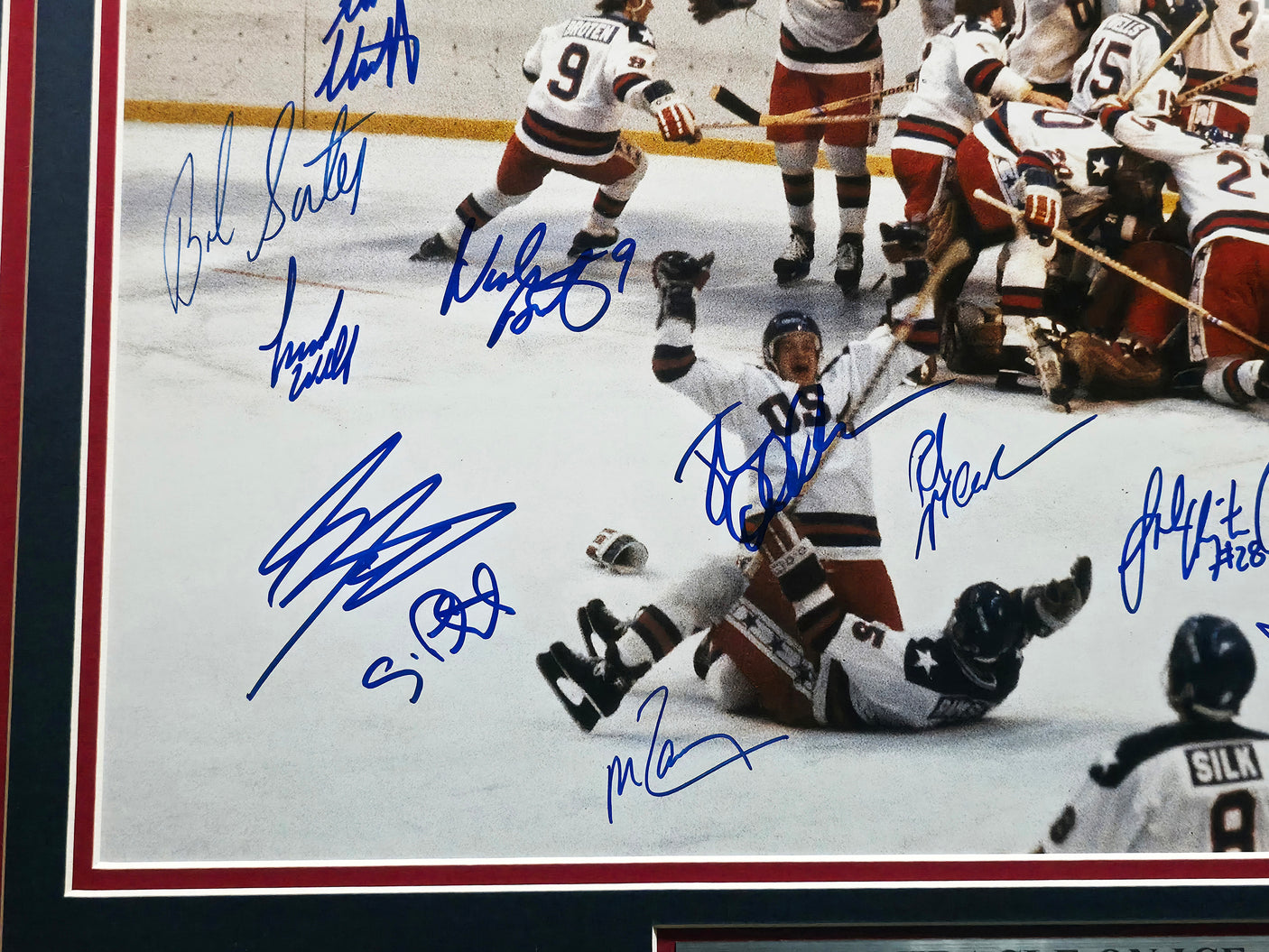 1980 Team USA Miracle On Ice Autographed Framed 16x20 Photo With 19 Signatures Including Jim Craig & Mike Eruzione JSA Stock #253759